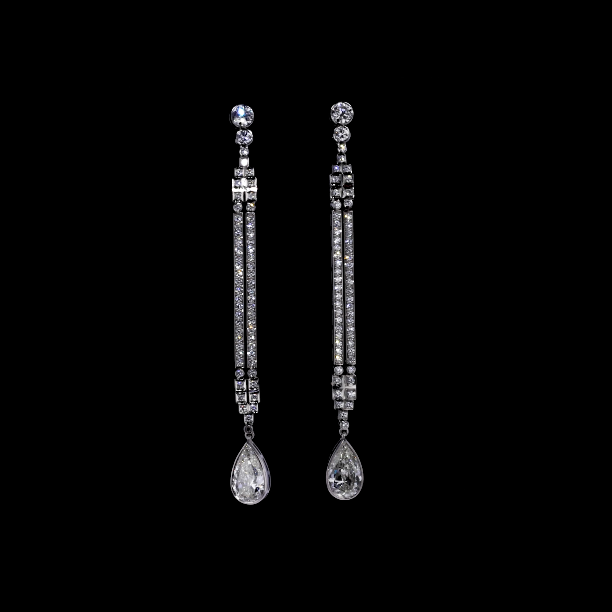 Masterpiece 4.03ct Articulated Diamond Drop Earrings in Platinum