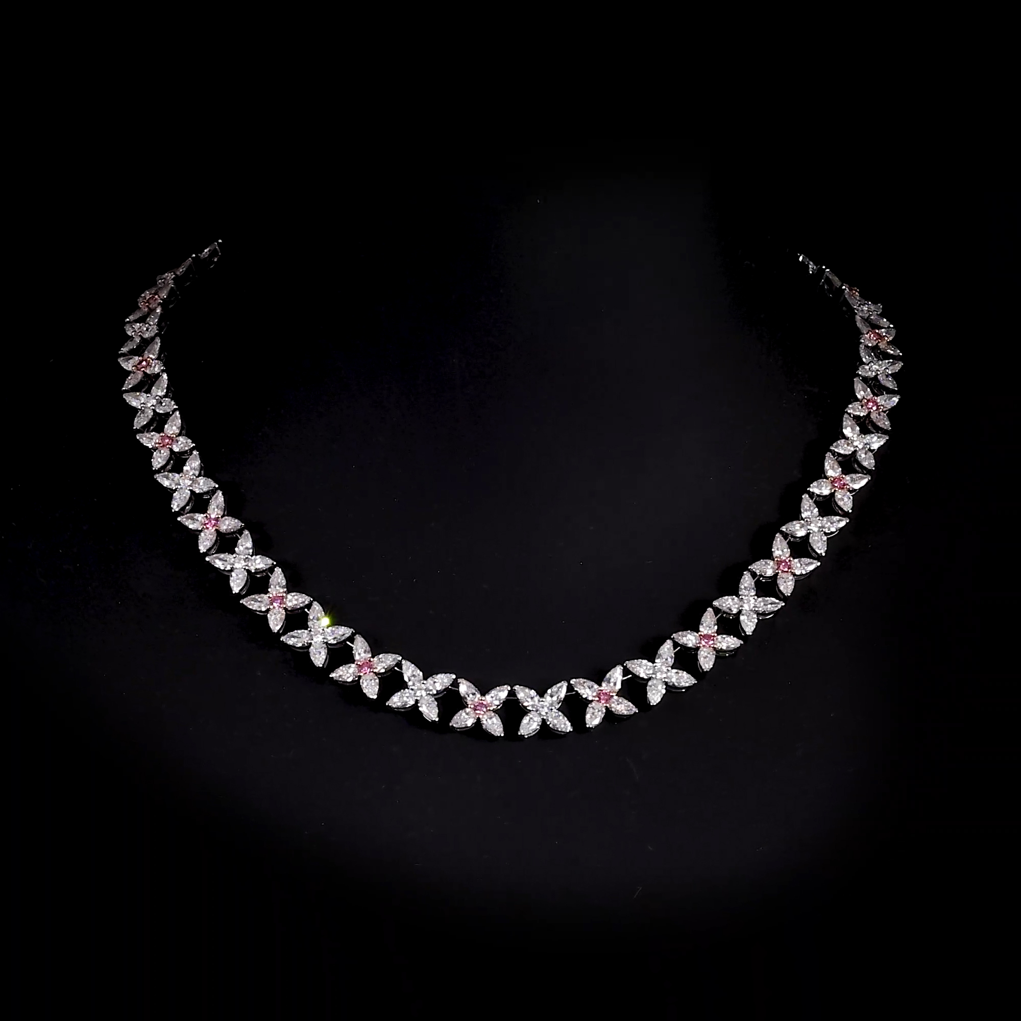 Masterpiece 24.97ct Fancy Pink and Pearshape Diamond Necklace in Platinum