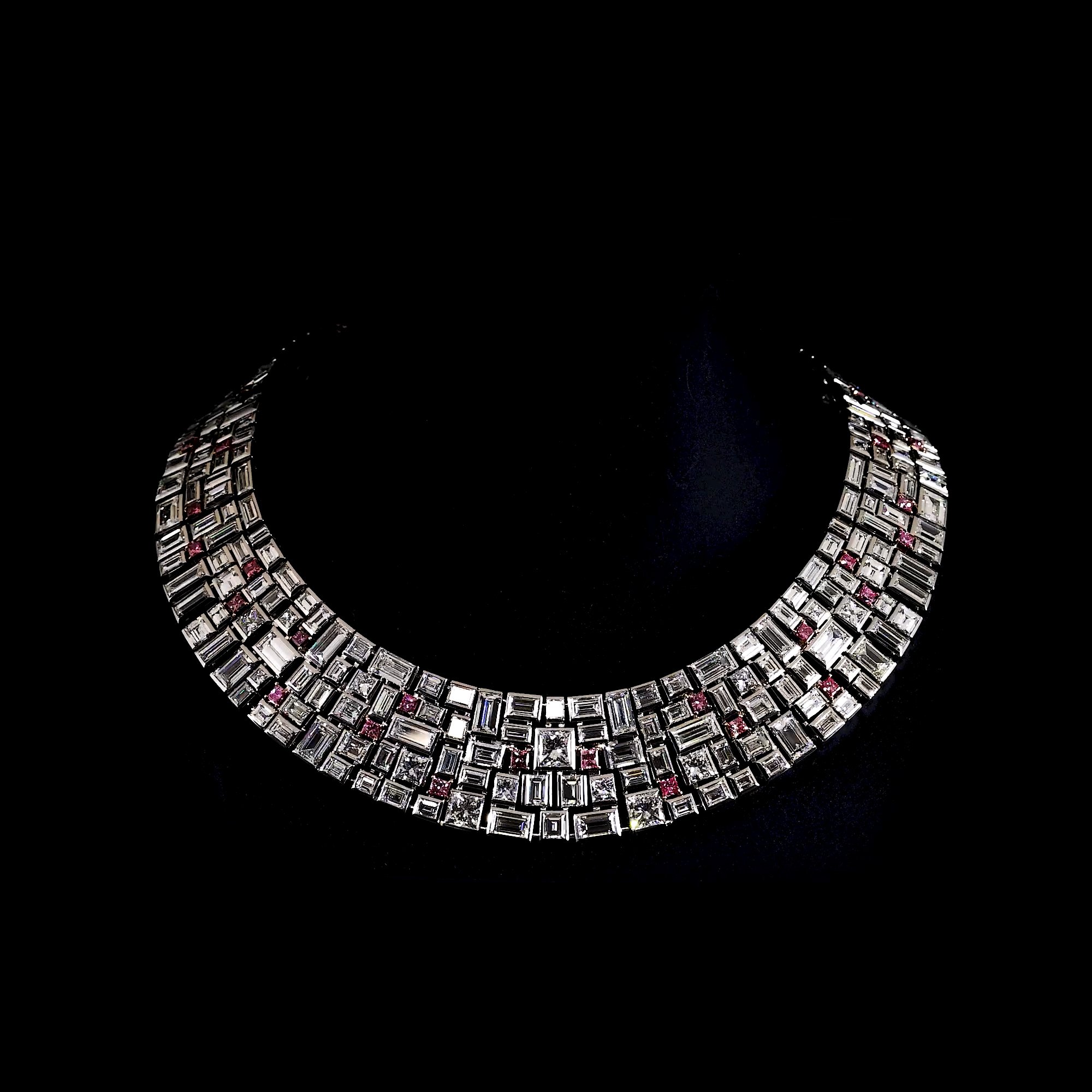 Masterpiece Mosaic Pink Diamond Necklace in Platinum and 18ct Rose Gold