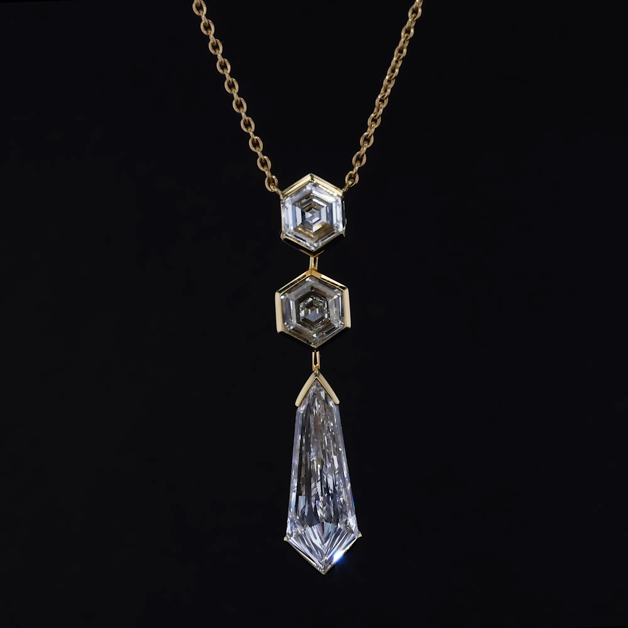 Masterpiece Honeycomb 4.02ct Diamond Drop Pendant in 18ct Yellow Gold