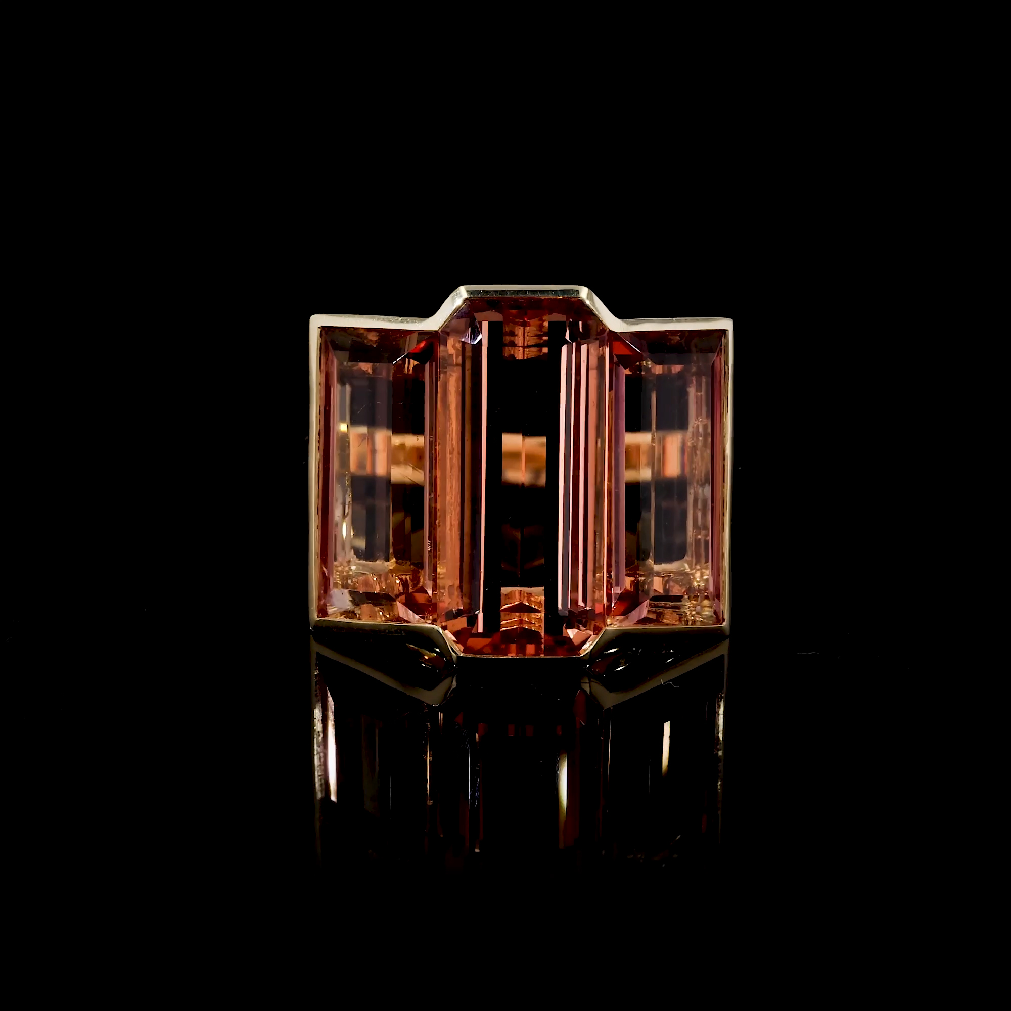 Masterpiece Kingdom 15.43ct Imperial Topaz Three Stone Ring in 18ct Yellow Gold