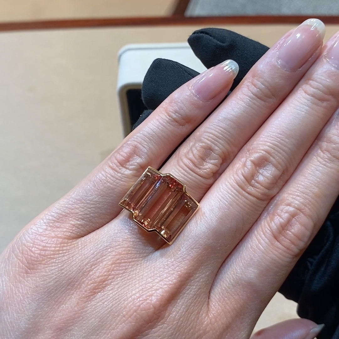 Masterpiece Kingdom 15.43ct Imperial Topaz Three Stone Ring in 18ct Yellow Gold