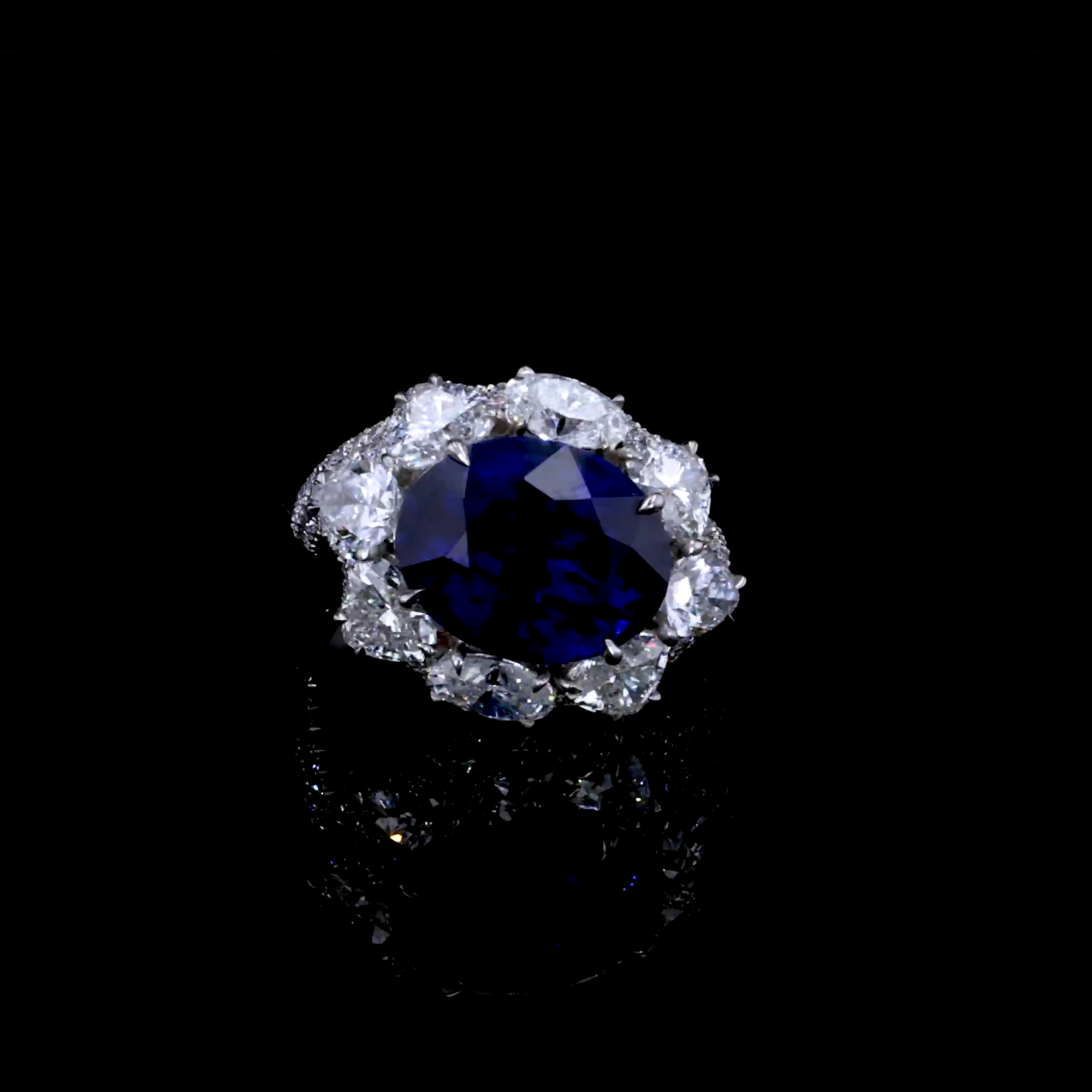 Masterpiece 9.17ct Sri Lankan Royal Blue Sapphire and Diamond Ring in 18ct White Gold