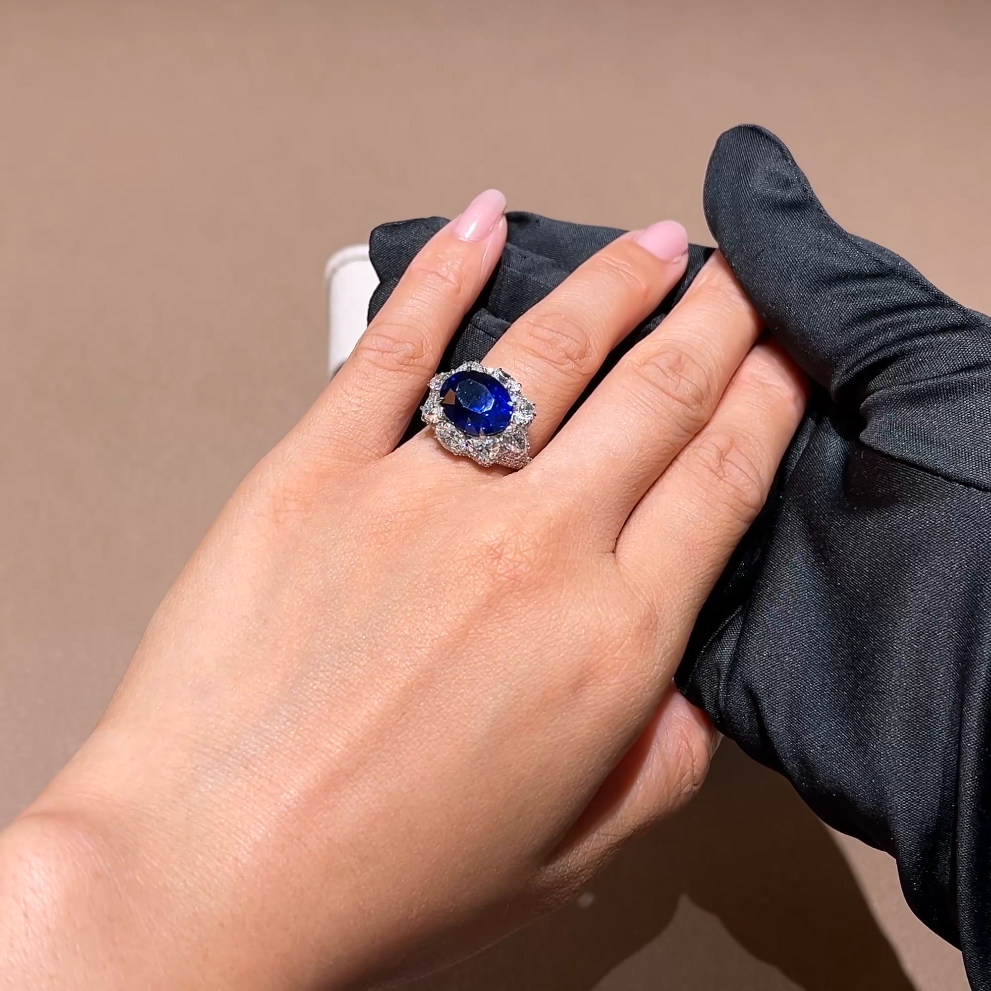 Masterpiece 9.17ct Sri Lankan Royal Blue Sapphire and Diamond Ring in 18ct White Gold