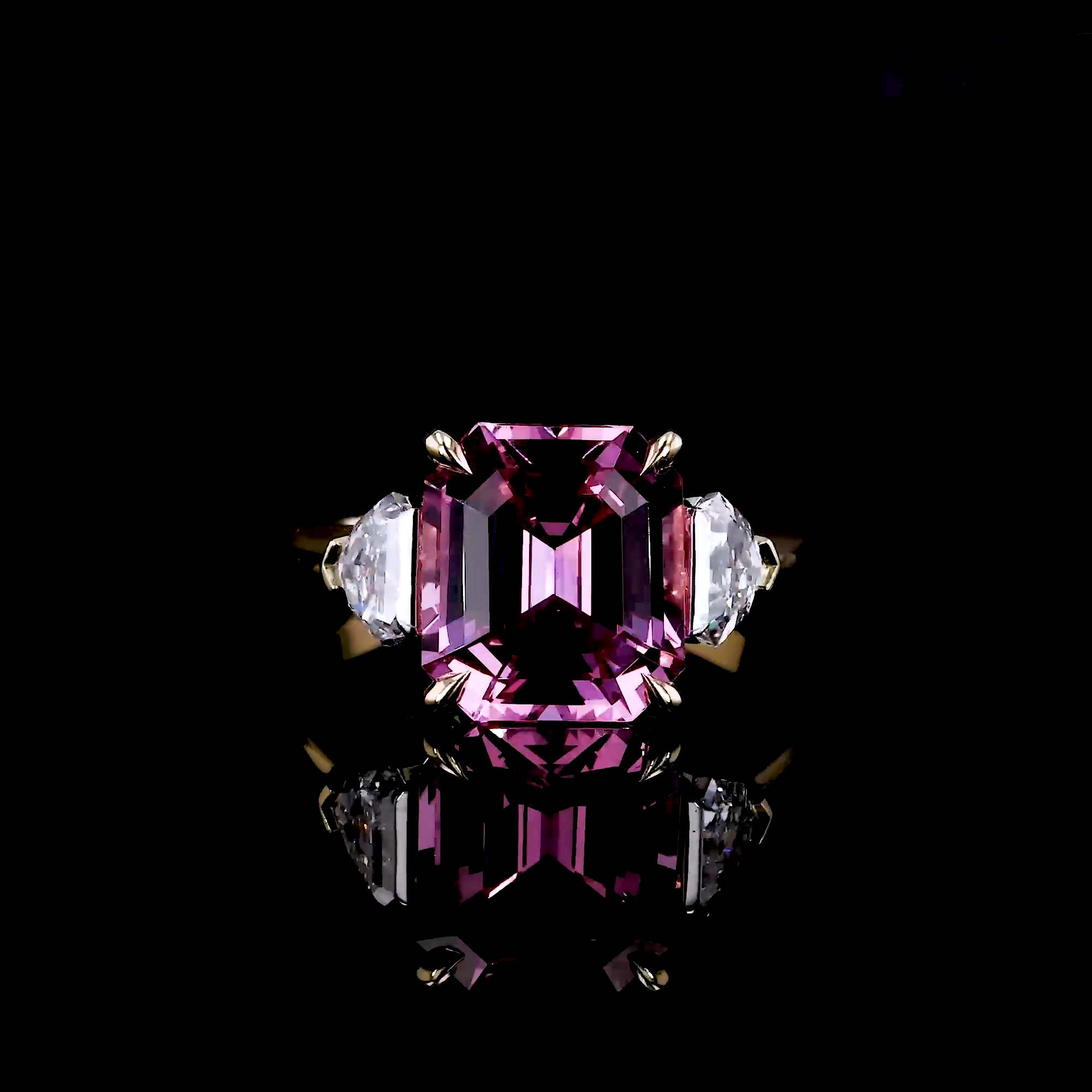 Masterpiece 5.15ct Tanzanian Candy Pink Spinel and Diamond Ring in 18ct Yellow Gold and Platinum
