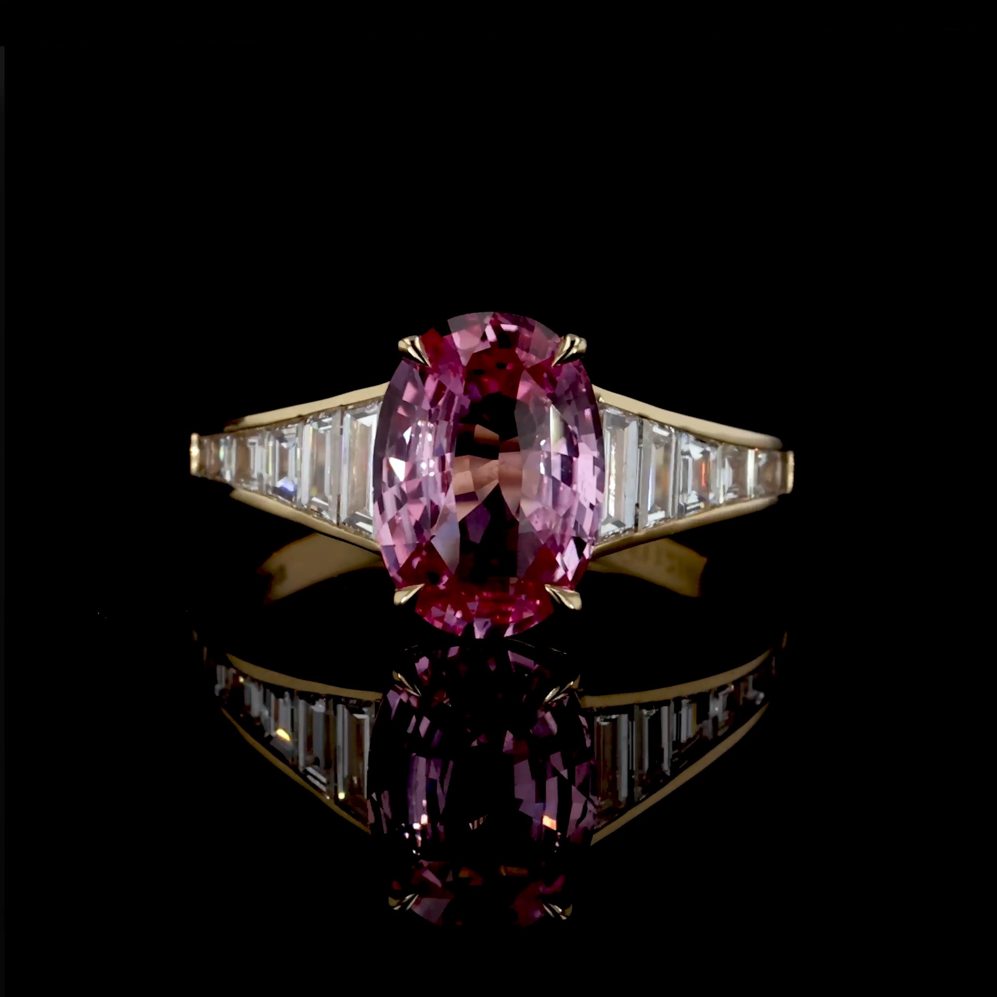 Masterpiece 3.09ct Sri Lankan Padparadscha Sapphire and Diamond Ring in 18ct Yellow Gold