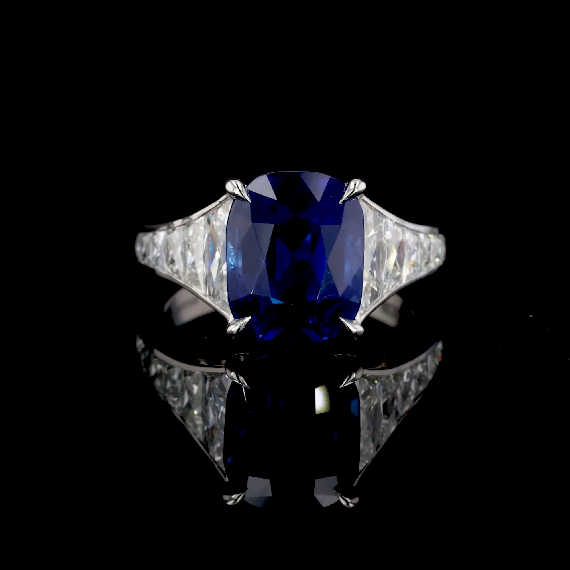 Masterpiece Pragnell Setting 6.67ct Kashmir Sapphire and Diamond Ring in Platinum