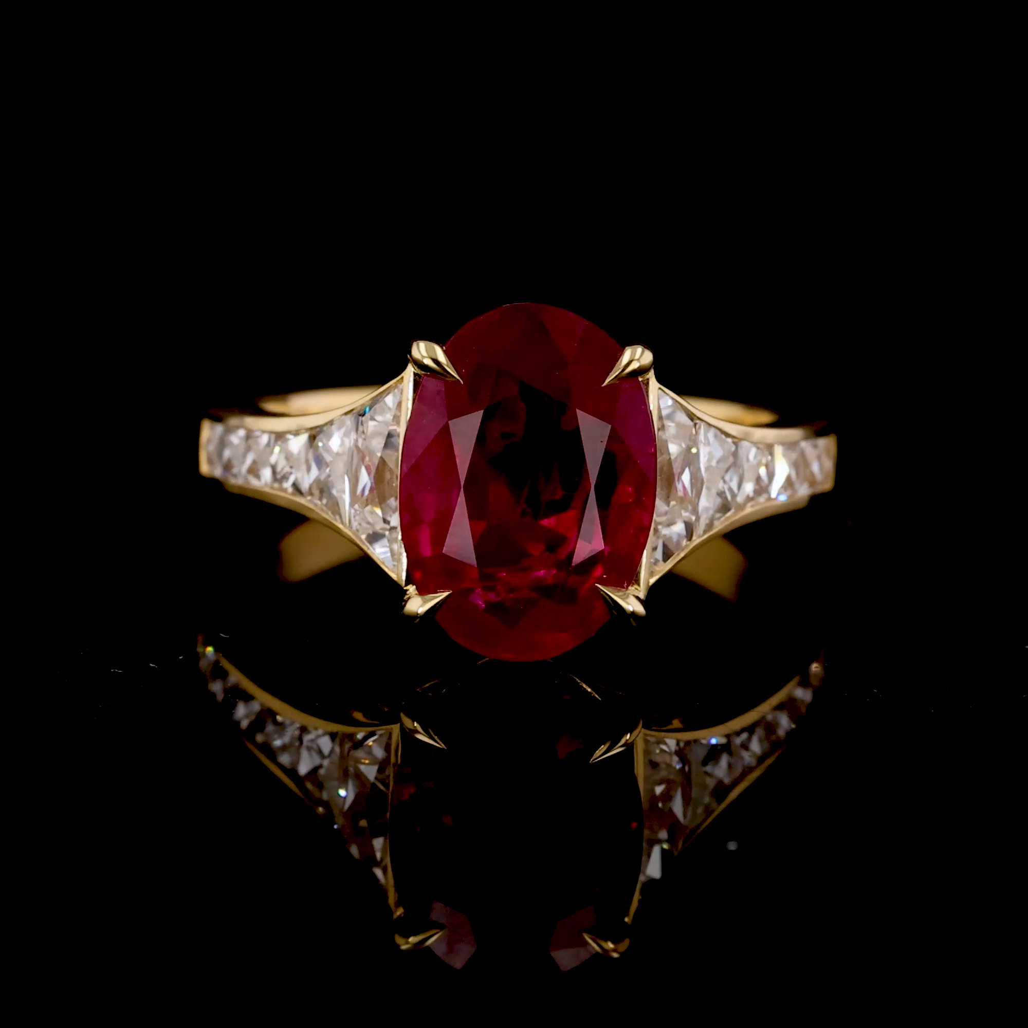 Masterpiece Pragnell Setting 4.068ct Ruby and Diamond Ring in 18ct Yellow Gold