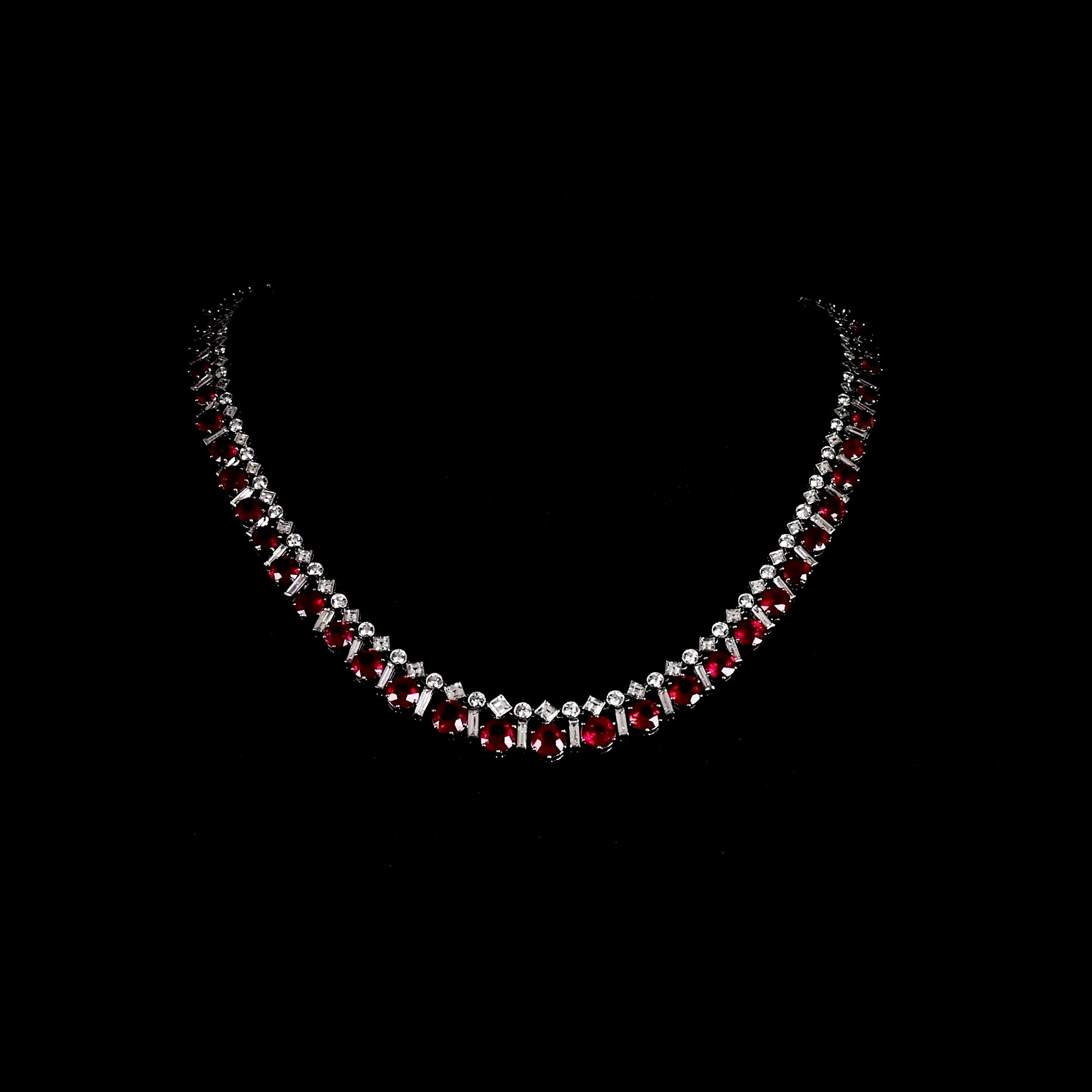 Masterpiece Brilliant Cut 39.04ct Burma Ruby and Diamond Necklace in Platinum