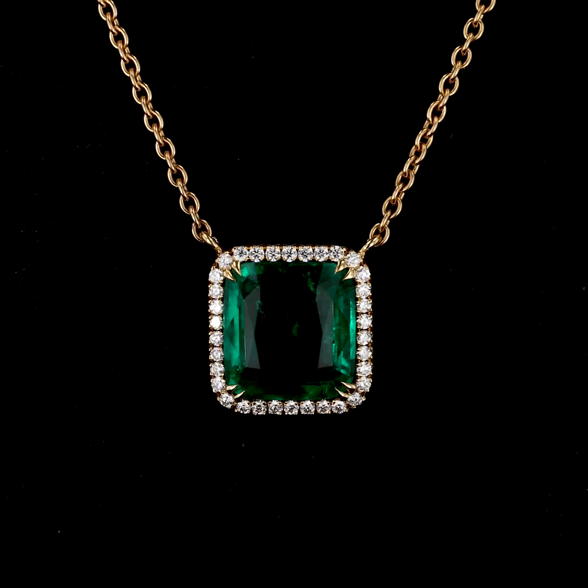 Masterpiece Celestial 5.58ct Muzo Emerald and Diamond Cluster Pendant in 18ct Yellow Gold