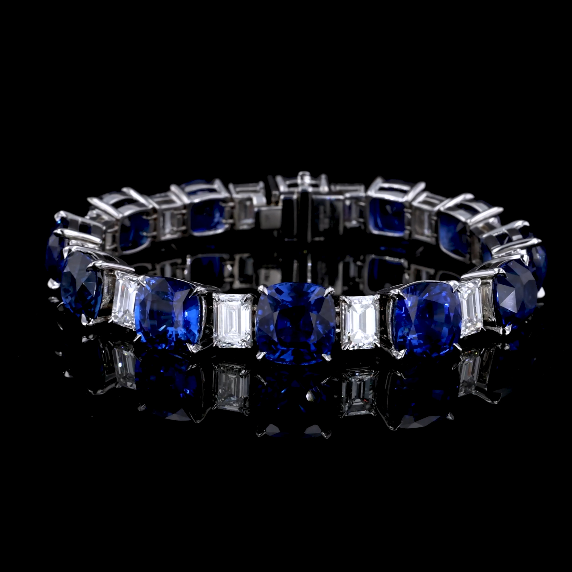 Masterpiece 62.29ct Sri Lankan Sapphire and Diamond Bracelet in Platinum