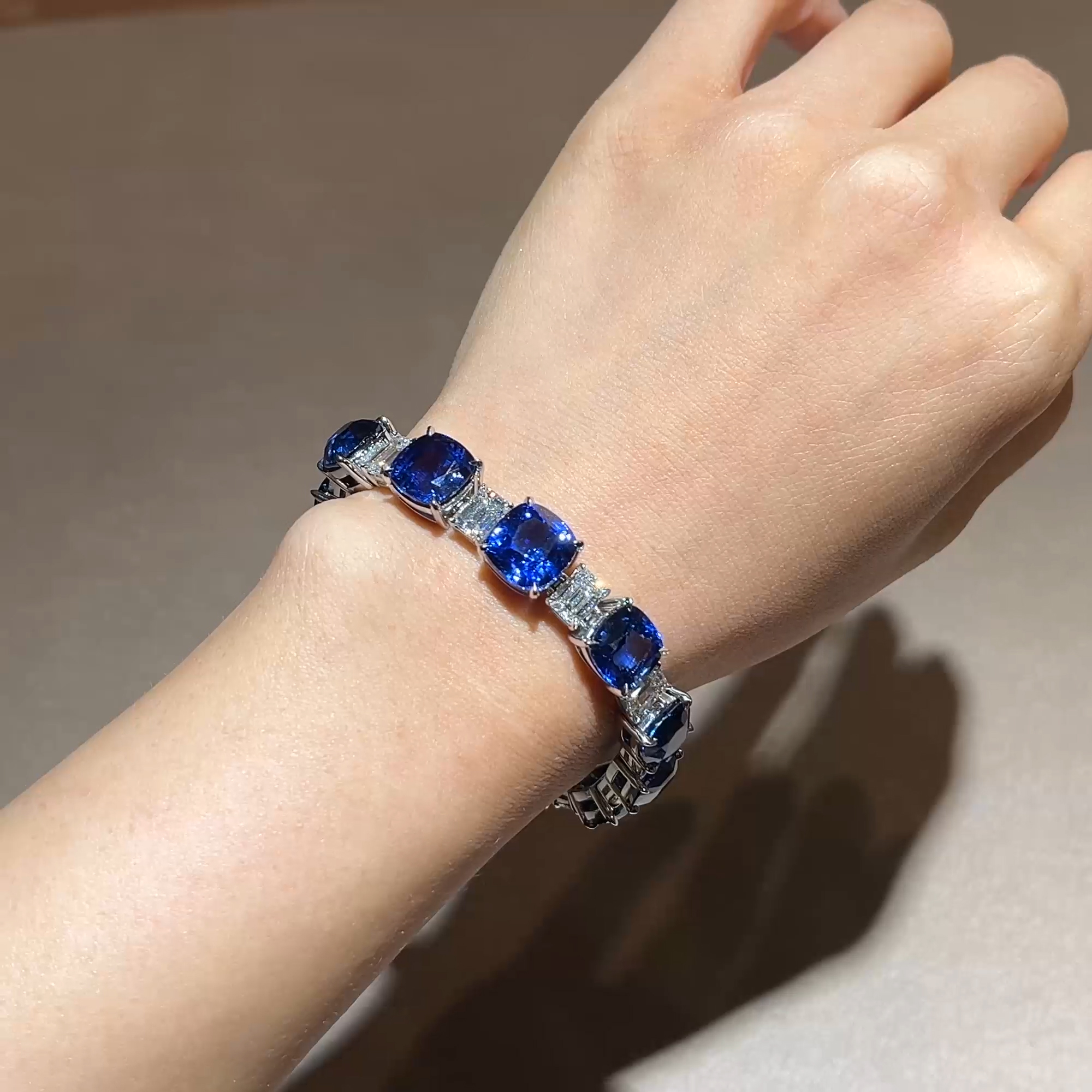 Masterpiece 62.29ct Sri Lankan Sapphire and Diamond Bracelet in Platinum