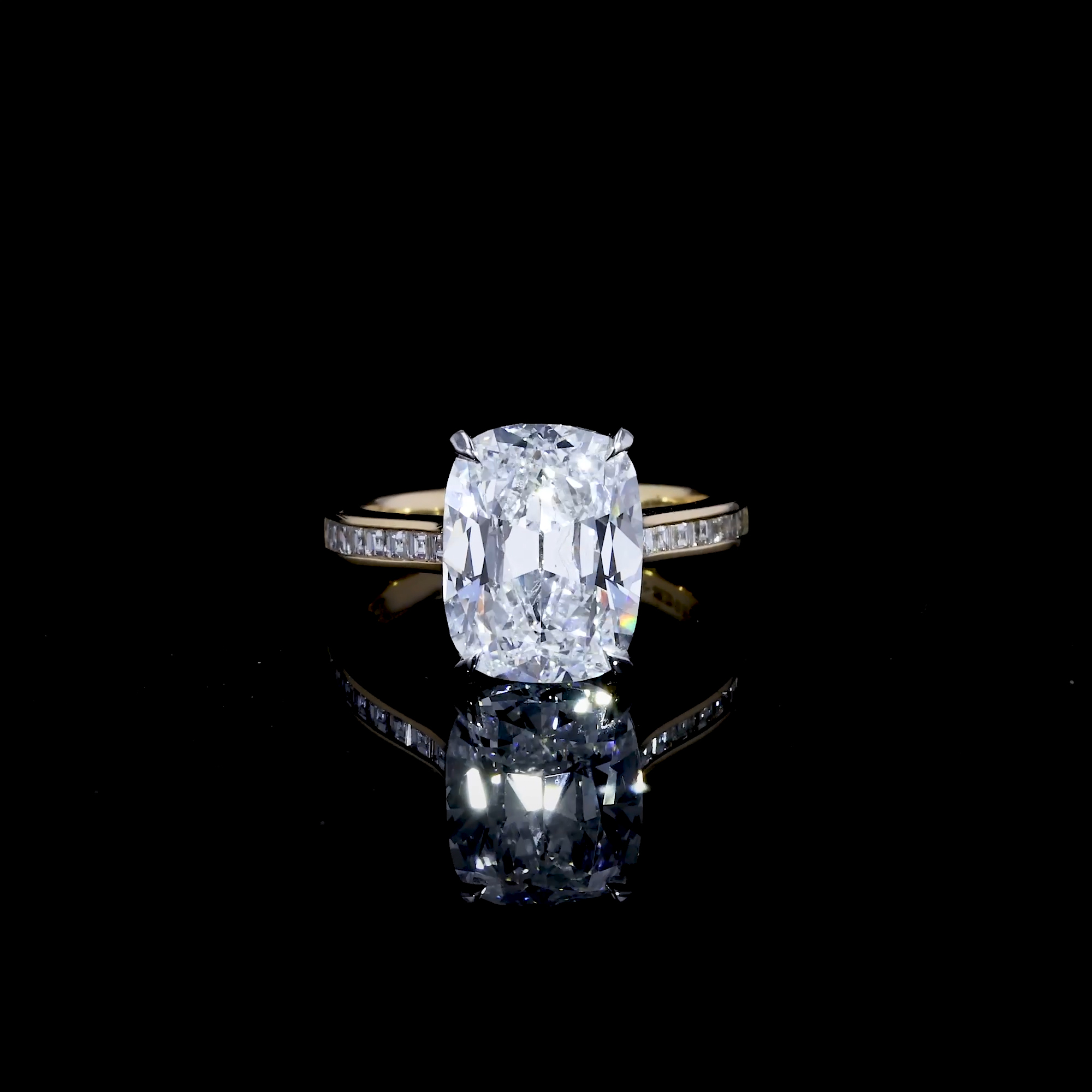 Masterpiece Deco Setting 5.02ct Diamond Solitaire Ring in Platinum & 18ct Yellow Gold