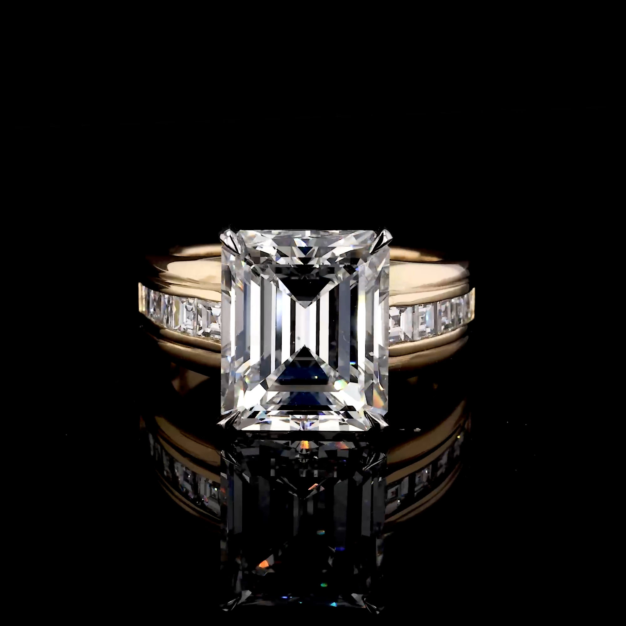 Masterpiece Manhattan Emerald Cut 7.04ct Diamond Ring in 18ct Yellow Gold and Platinum