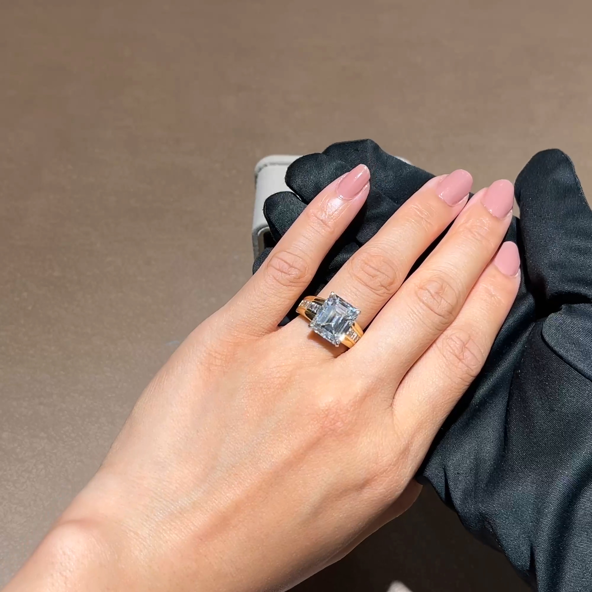 Masterpiece Manhattan Emerald Cut 7.04ct Diamond Ring in 18ct Yellow Gold and Platinum