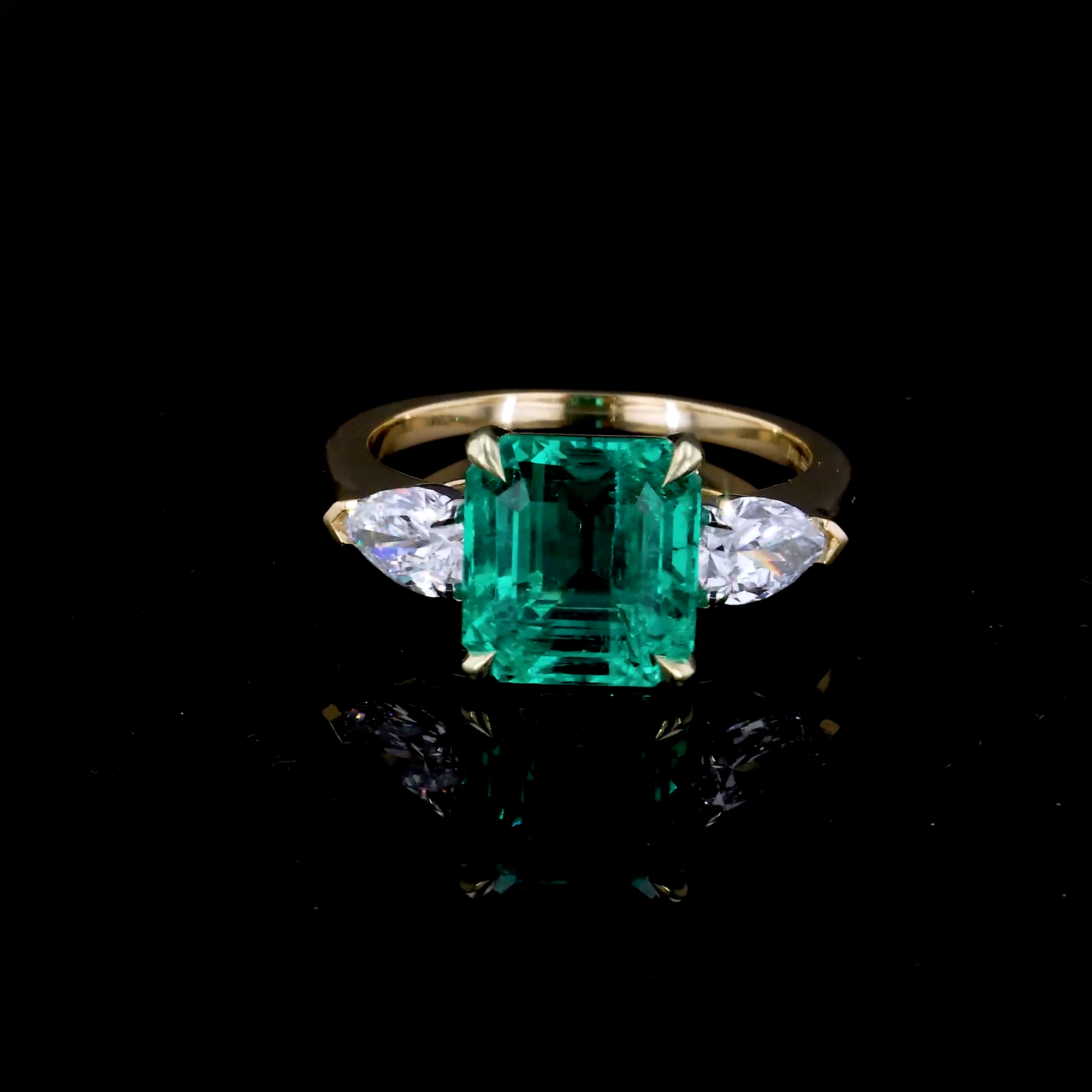 Masterpiece Octagonal Cut 3.718ct Colombian Emerald and Diamond Ring in 18ct Yellow Gold and Platinum