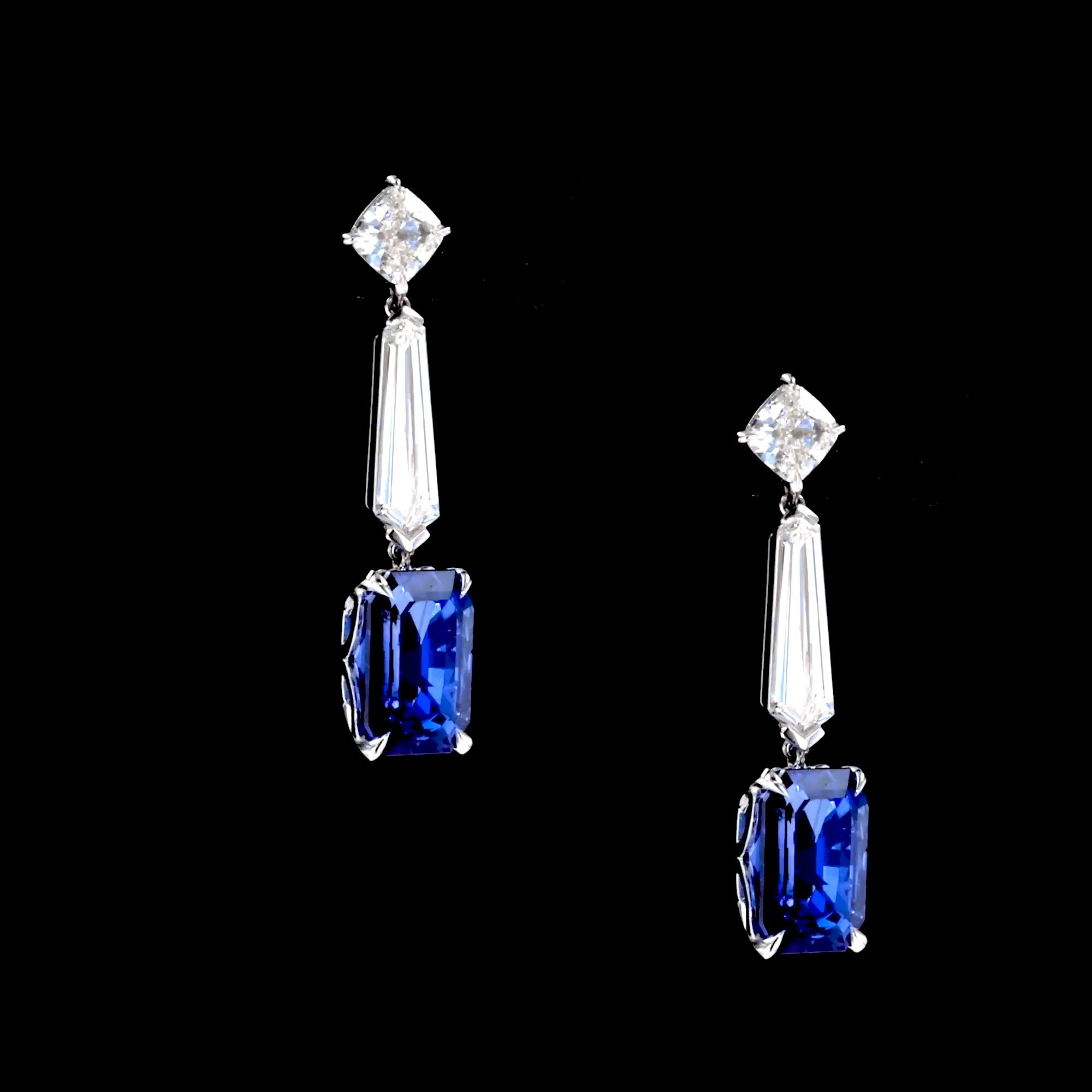 Masterpiece 13.37ct Sri Lankan Sapphire and Diamond Drop Earrings in 18ct White Gold