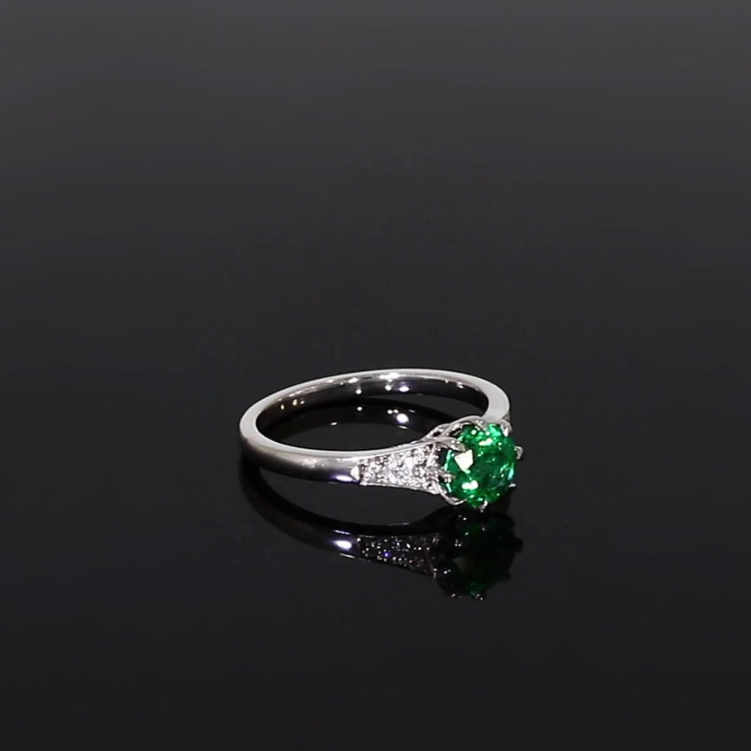 Antrobus Emerald Ring<br /> 1.05CT in Platinum