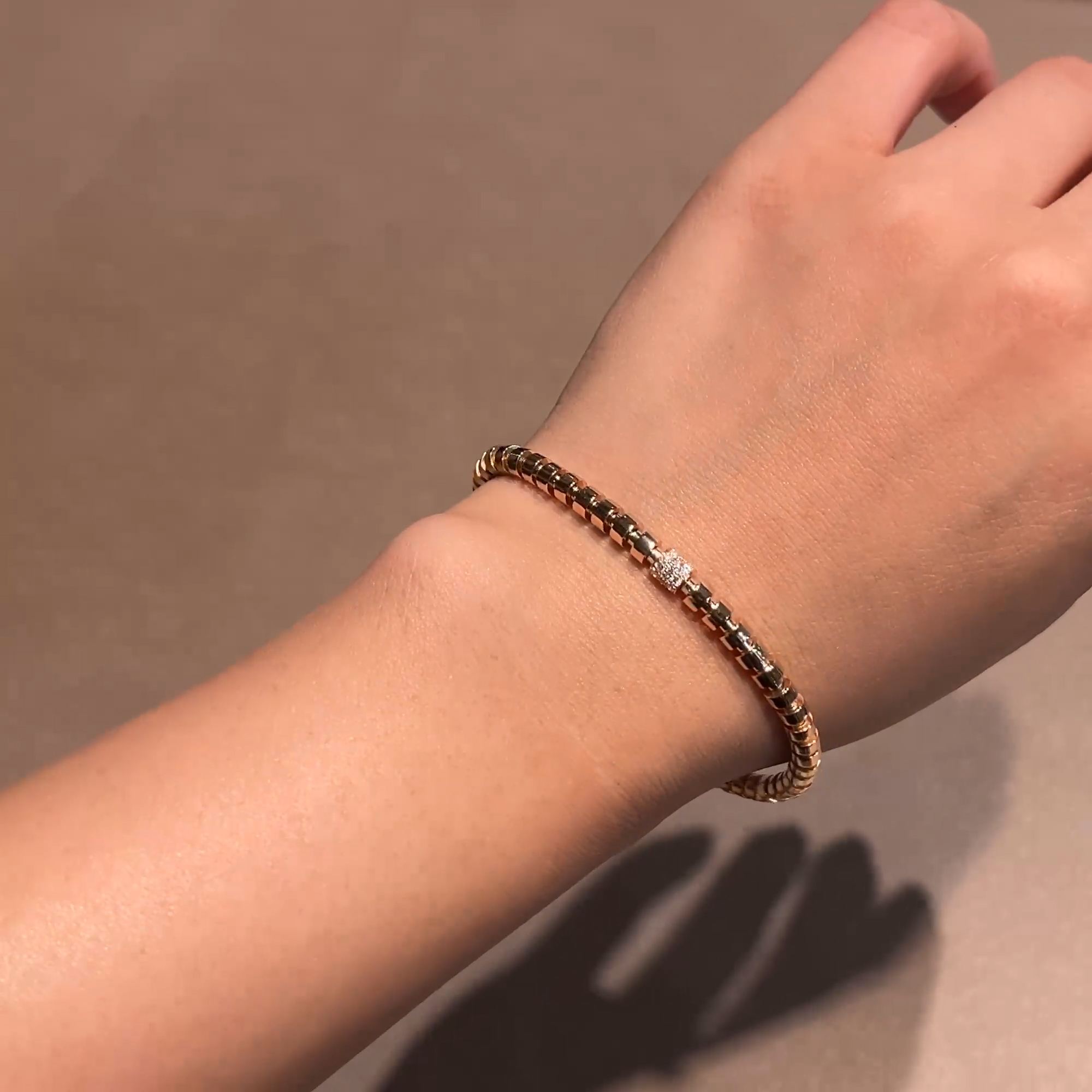 Amalfi 0.27ct Diamond Small Angular Link Expandable Bangle  in 18ct Rose Gold