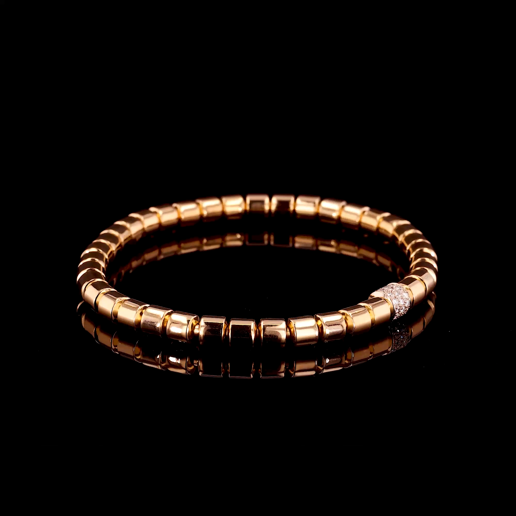 Amalfi 0.36ct Diamond Medium Angular Link Expandable Bangle  in 18ct Rose Gold