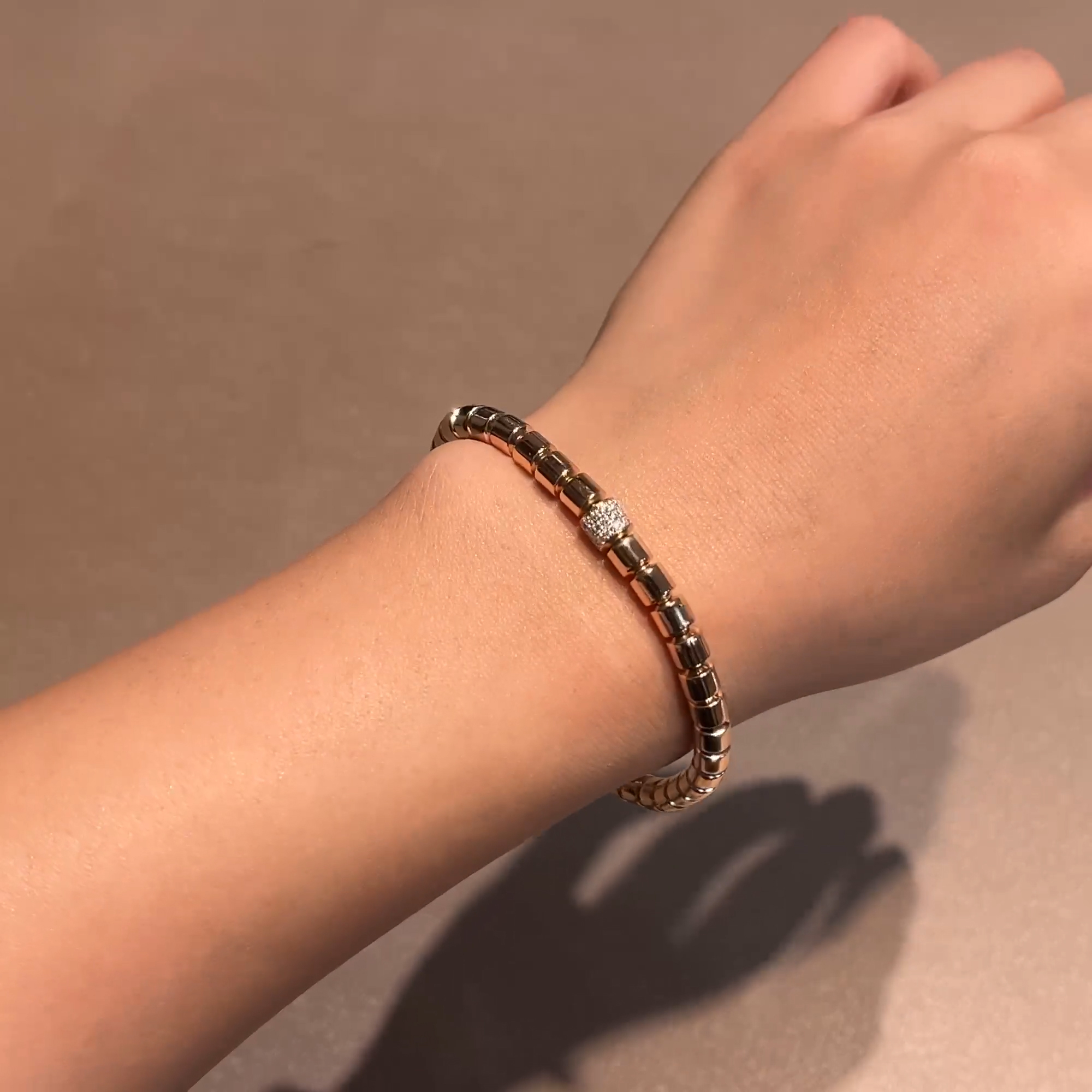 Amalfi 0.36ct Diamond Medium Angular Link Expandable Bangle  in 18ct Rose Gold