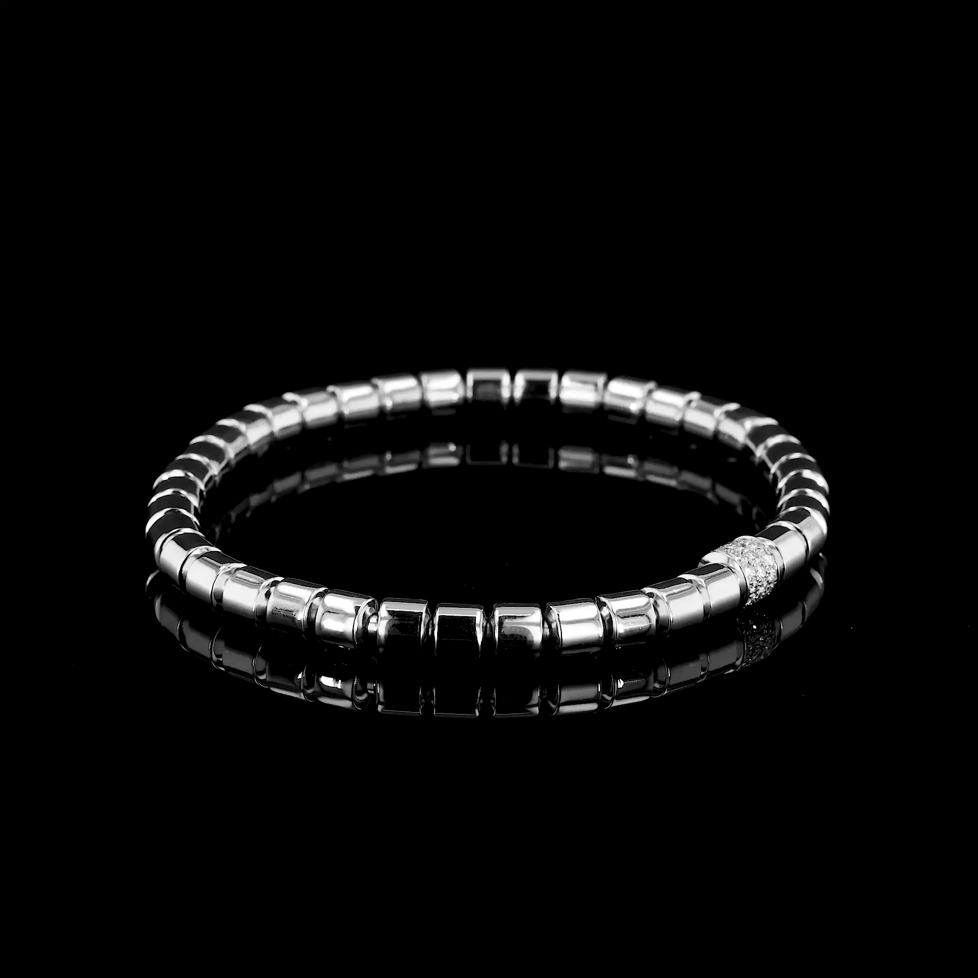 Amalfi 0.36ct Diamond Medium Angular Link Expandable Bangle in 18ct White Gold