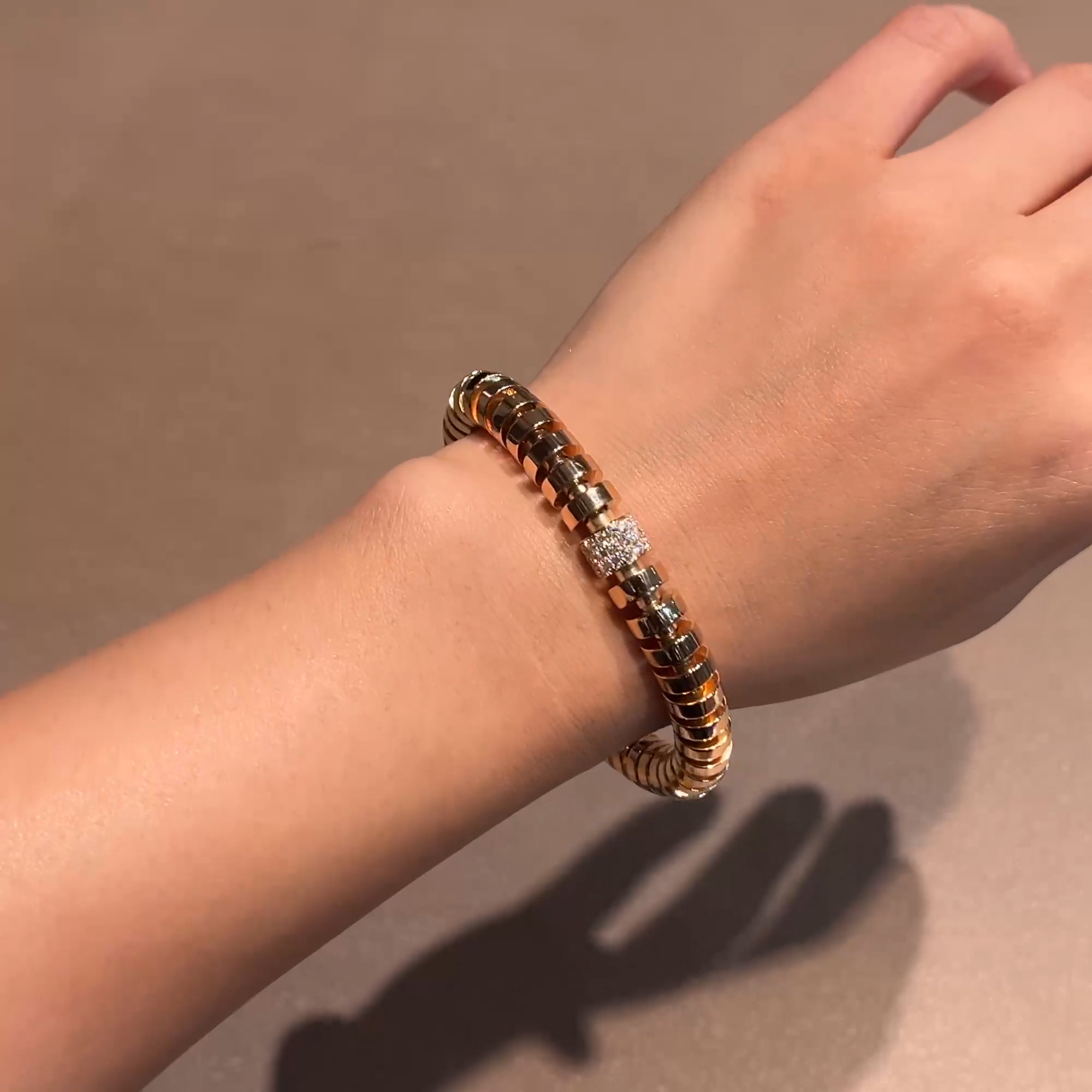 Amalfi 1.042ct Diamond Large Angular Link Expandable Bangle  in 18ct Rose Gold