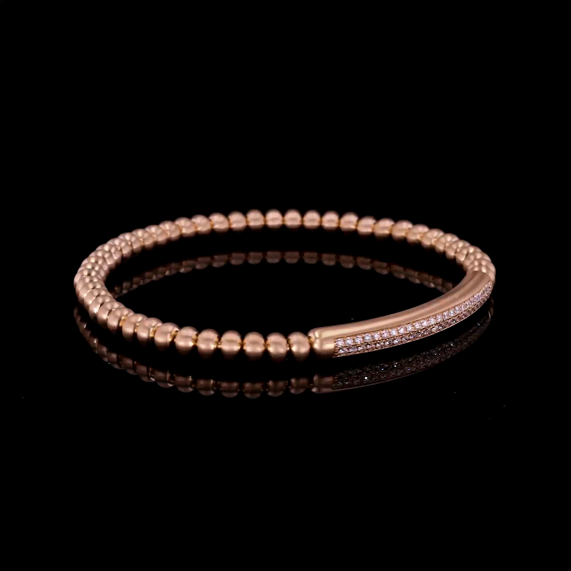 Bohemia 0.53ct Large Brushed Expandable Diamond Bangle in 18ct Rose Gold