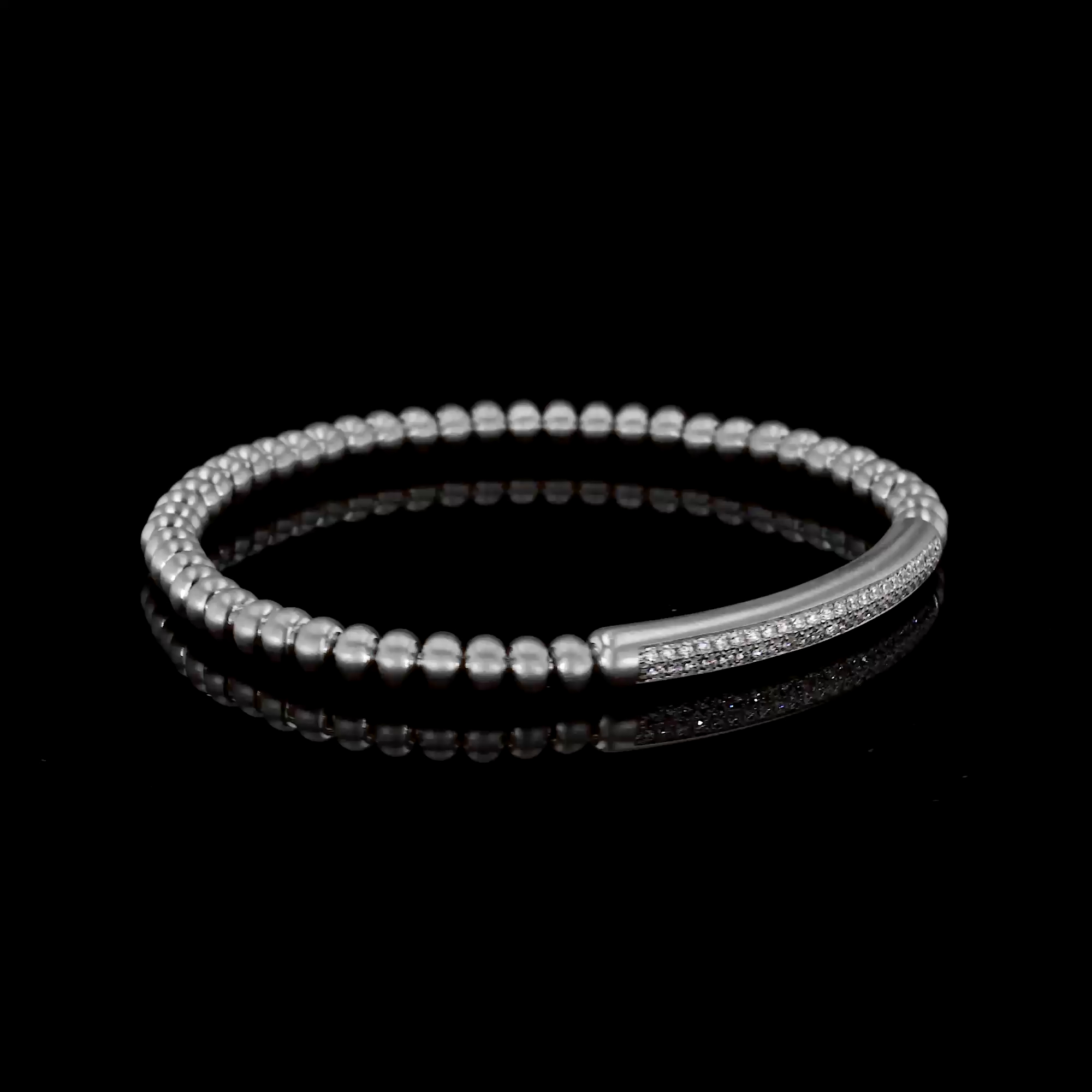 Bohemia 0.53ct Bold Brushed Expandable Diamond Bangle in 18ct White Gold