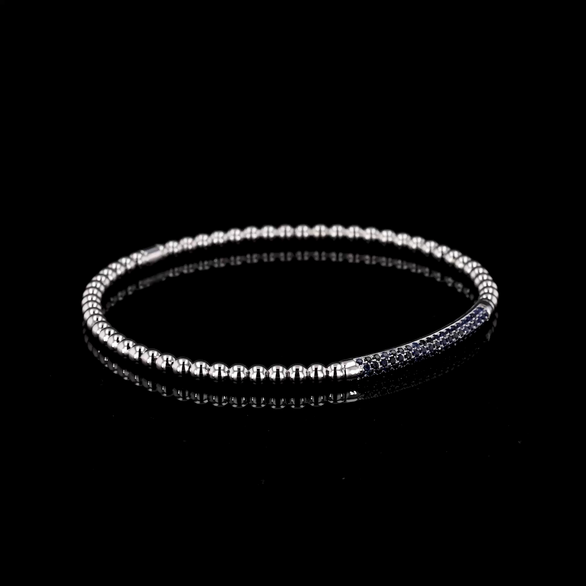 Bohemia 0.632ct Blue Sapphire Expandable Bangle in 18ct White Gold