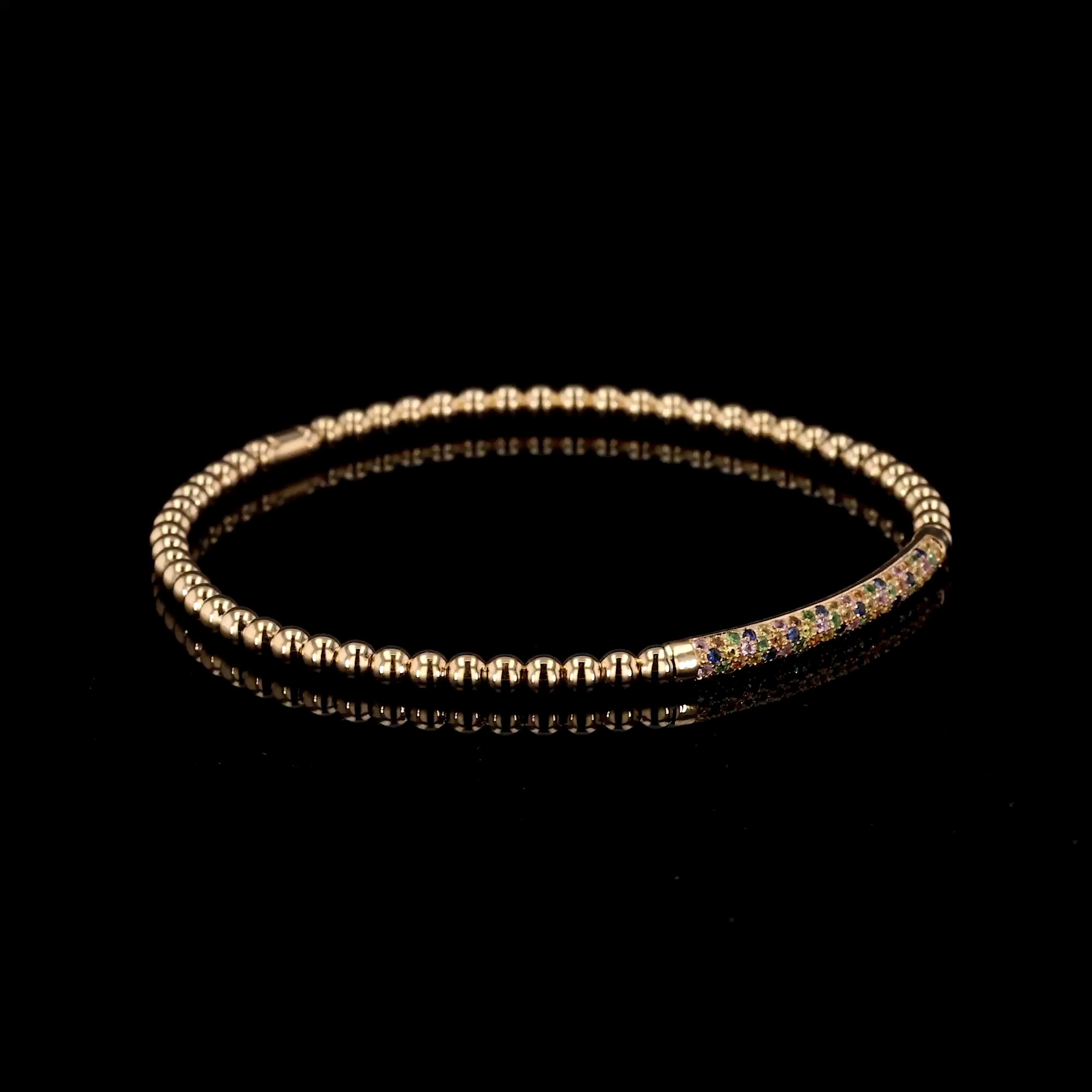 Bohemia Multi-Coloured Sapphire and Tsavorite Expandable Bangle in 18ct Yellow Gold