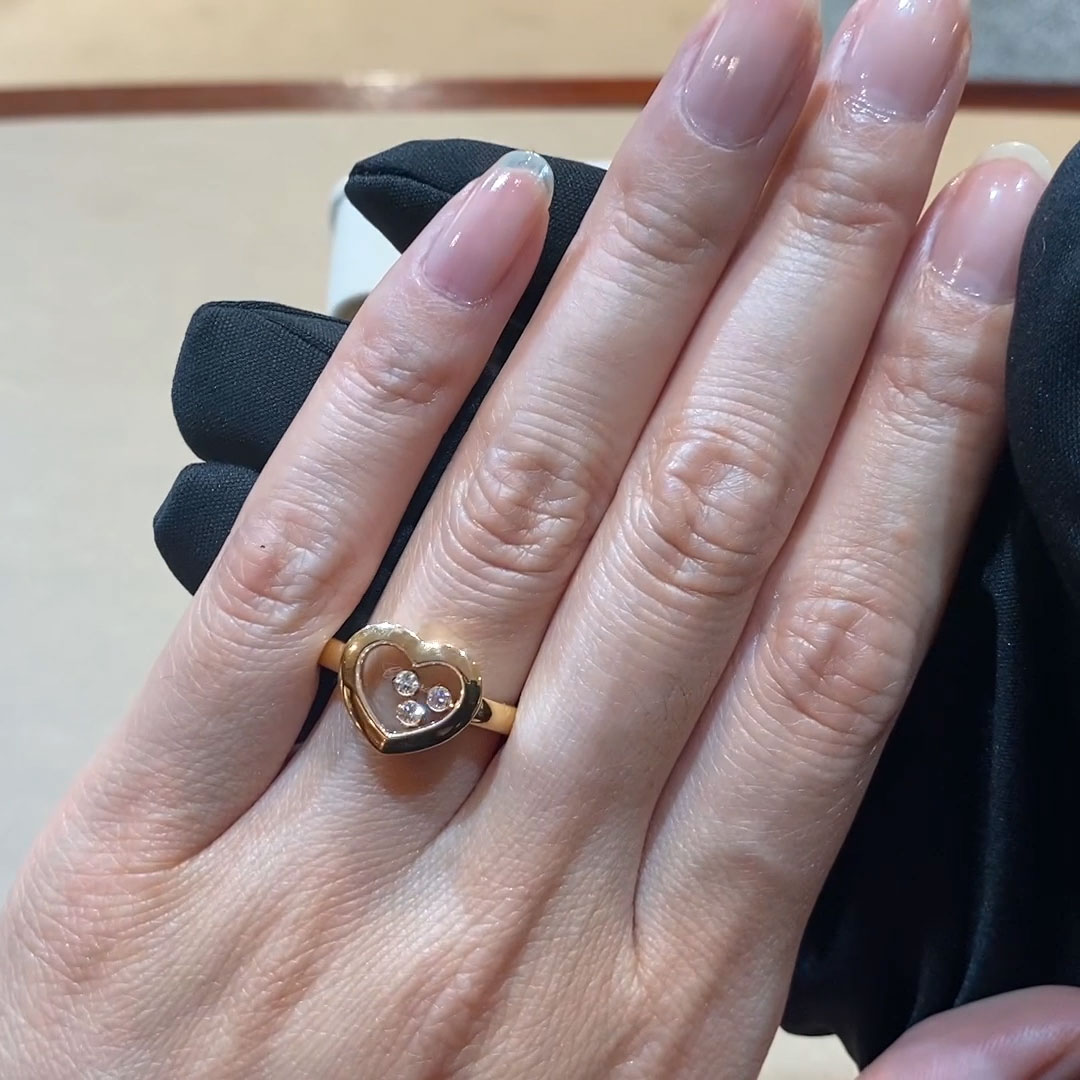 Chopard Happy Diamonds Three Stone Ring 0.15ct in 18ct Rose Gold