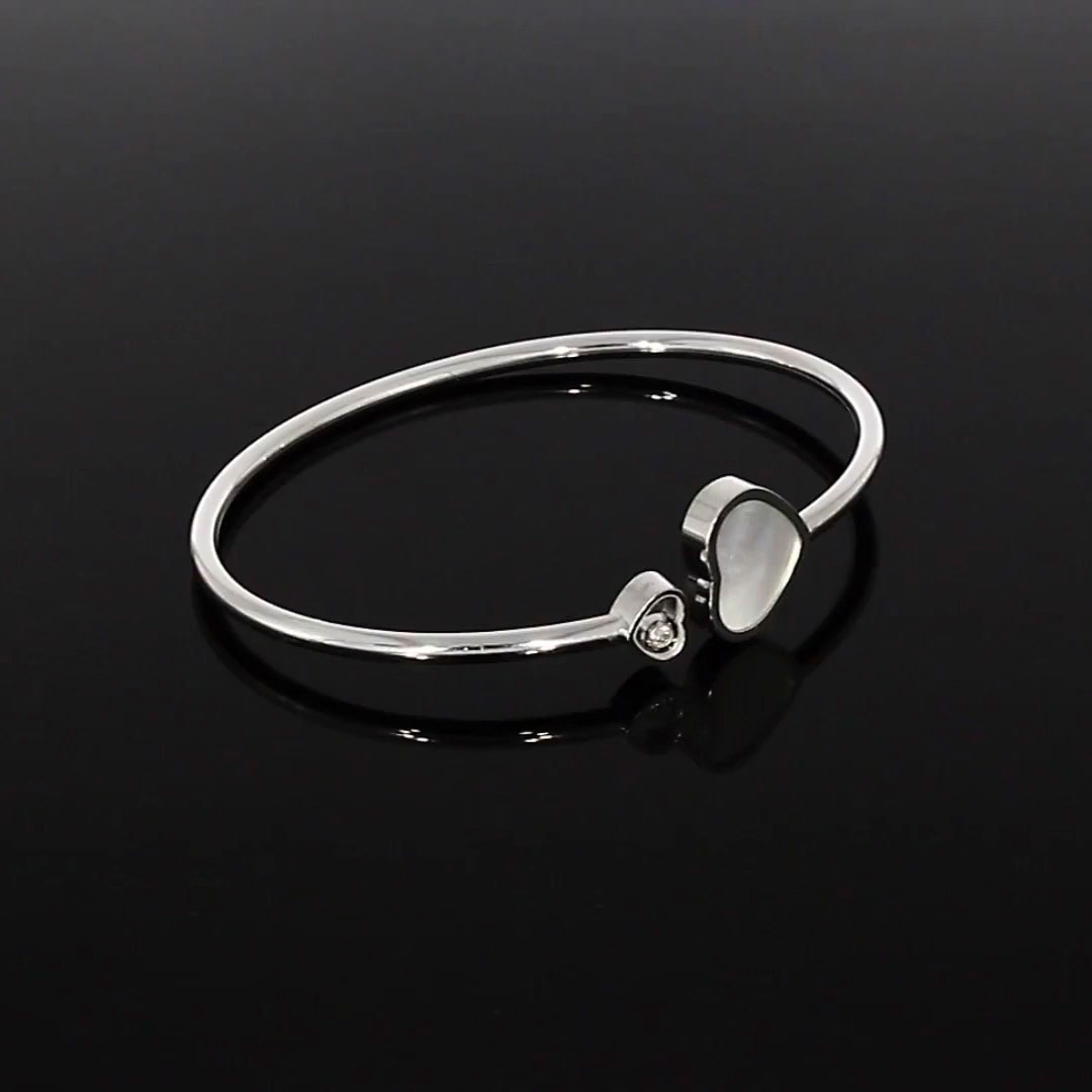 Chopard Happy Hearts Mother of Pearl Bangle 0.05ct in 18ct White Gold