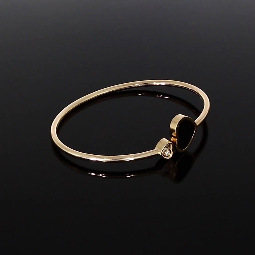 Chopard Happy Hearts Black Onyx Bangle 0.05ct in 18ct Rose Gold