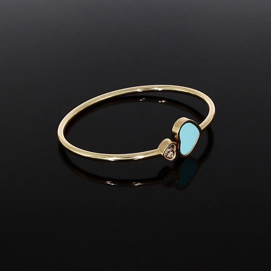 Chopard Happy Hearts Blue Turquoise Bangle 0.05ct in 18ct Rose Gold