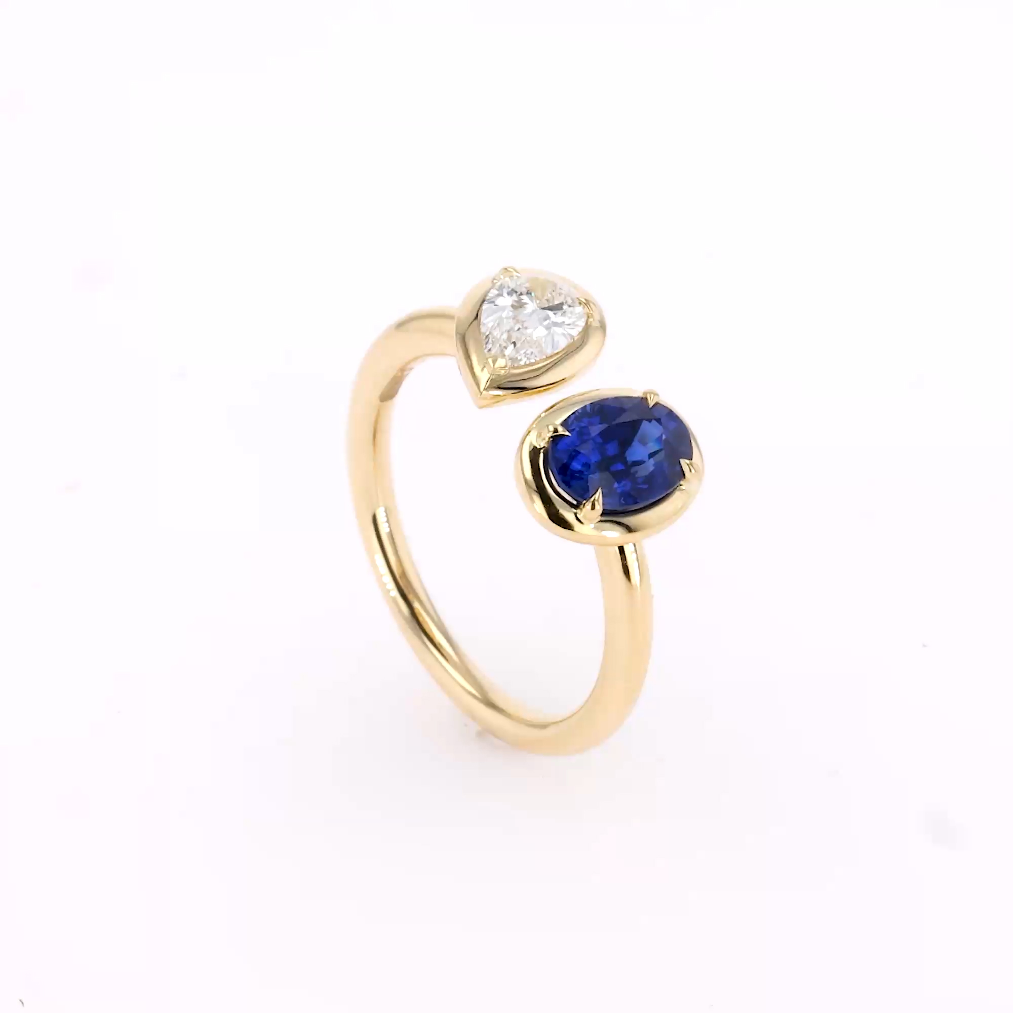 Skimming Stone 1.21ct Sapphire and Diamond Toi et Moi Ring in 18ct Yellow Gold