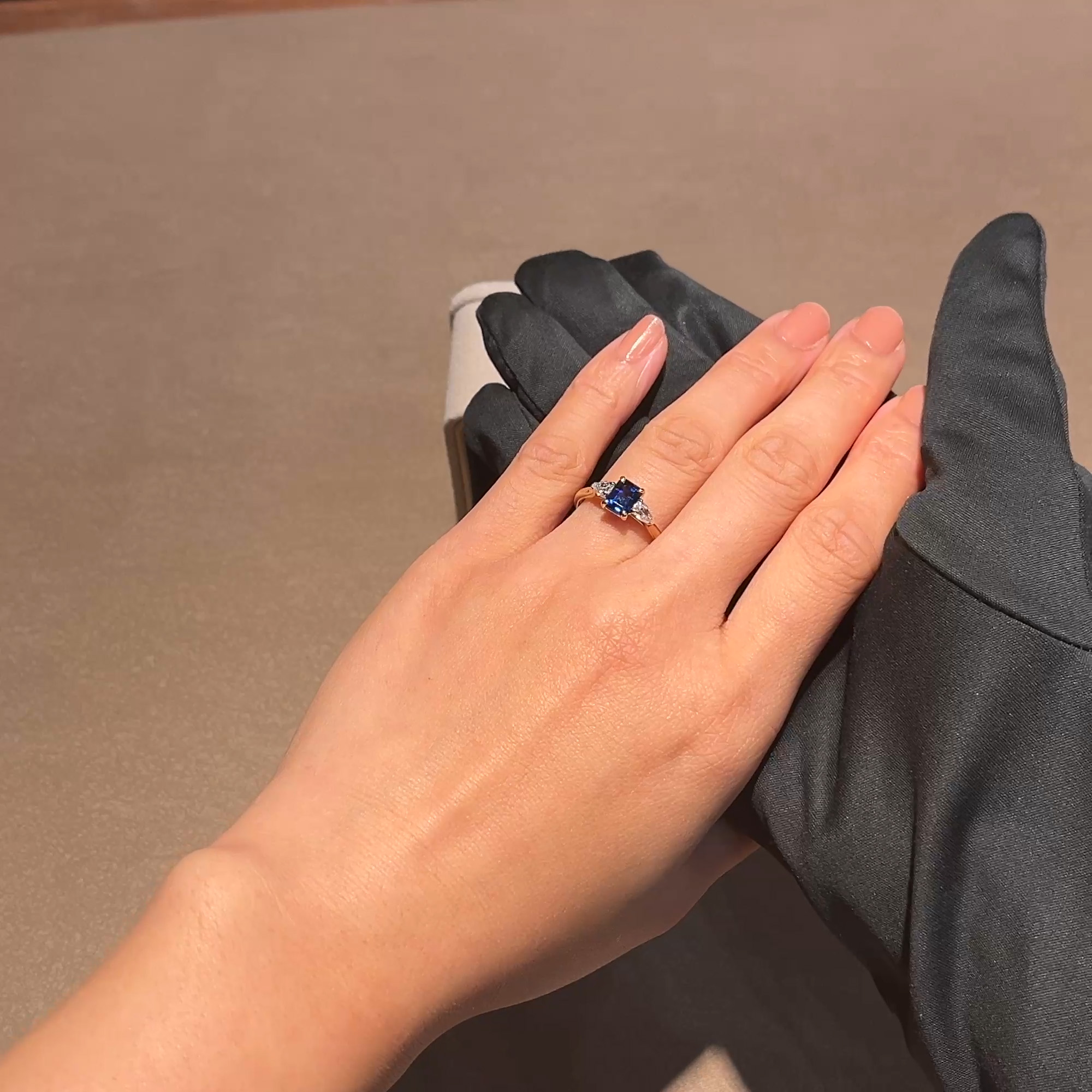 Octagonal Cut 1.20ct Sapphire and Diamond Ring in 18ct Yellow Gold and Platinum