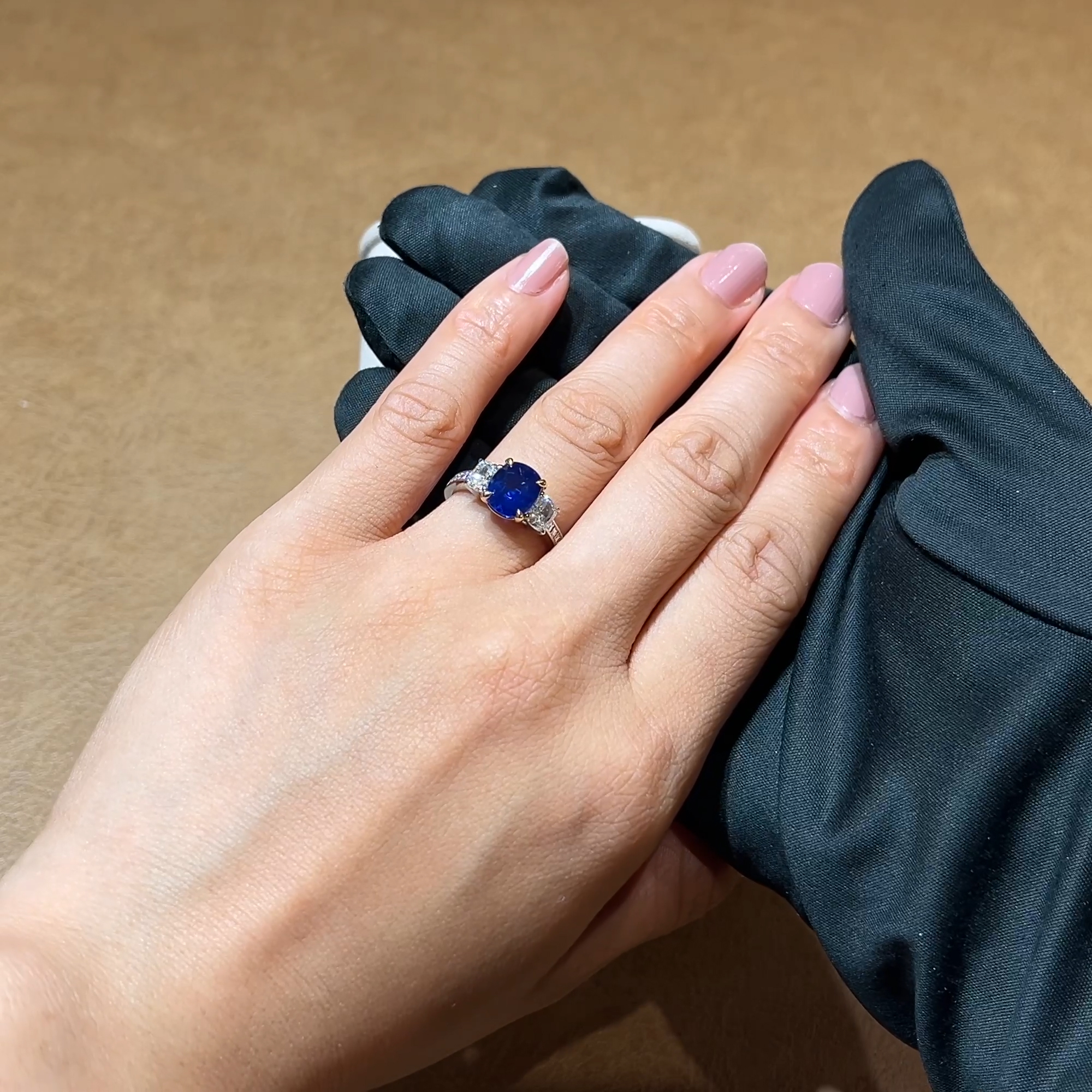 Cushion Cut 2.53ct Sapphire and Diamond Ring in Platinum