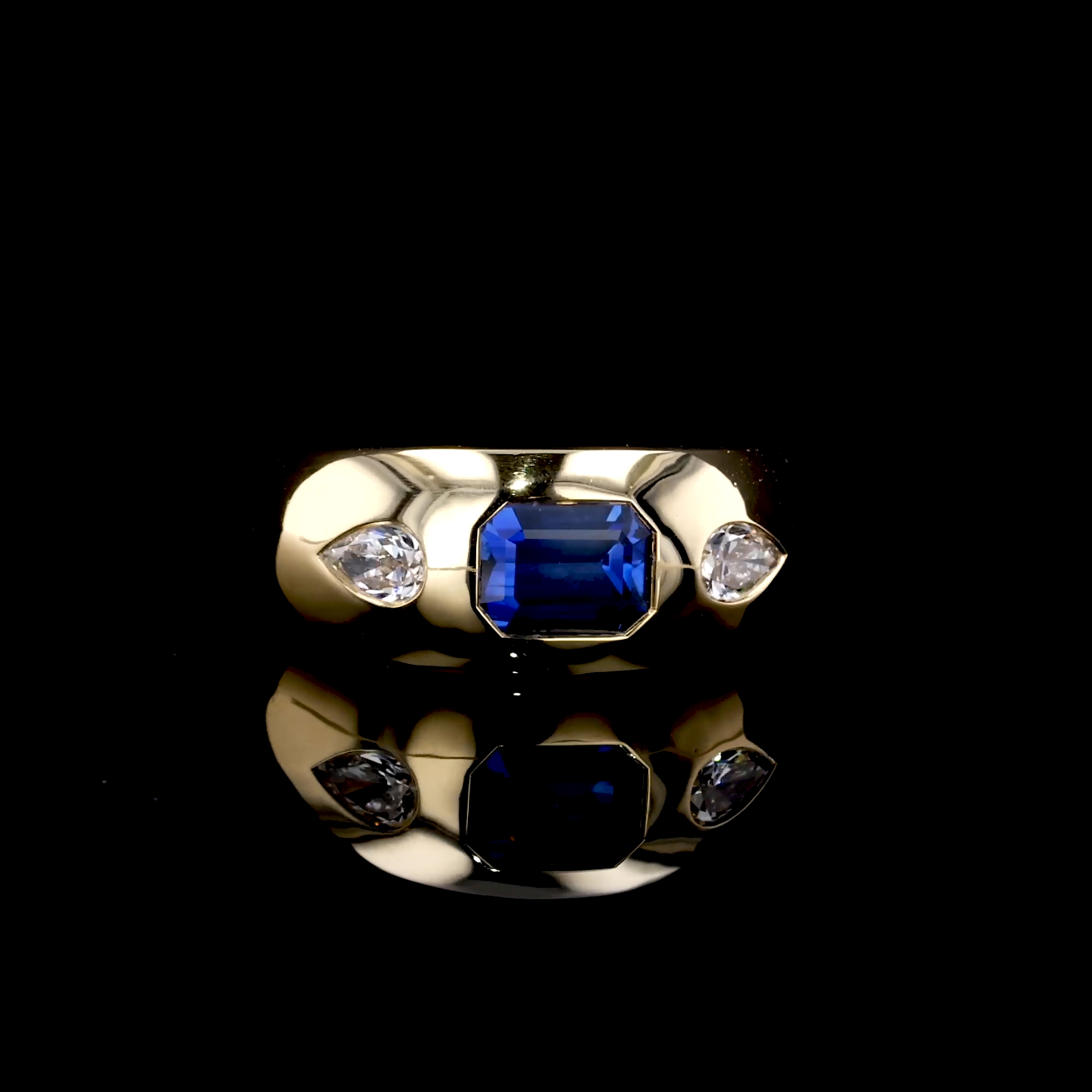 Stellar 1.29ct Sapphire and Diamond Bombé Ring in 18ct Yellow Gold