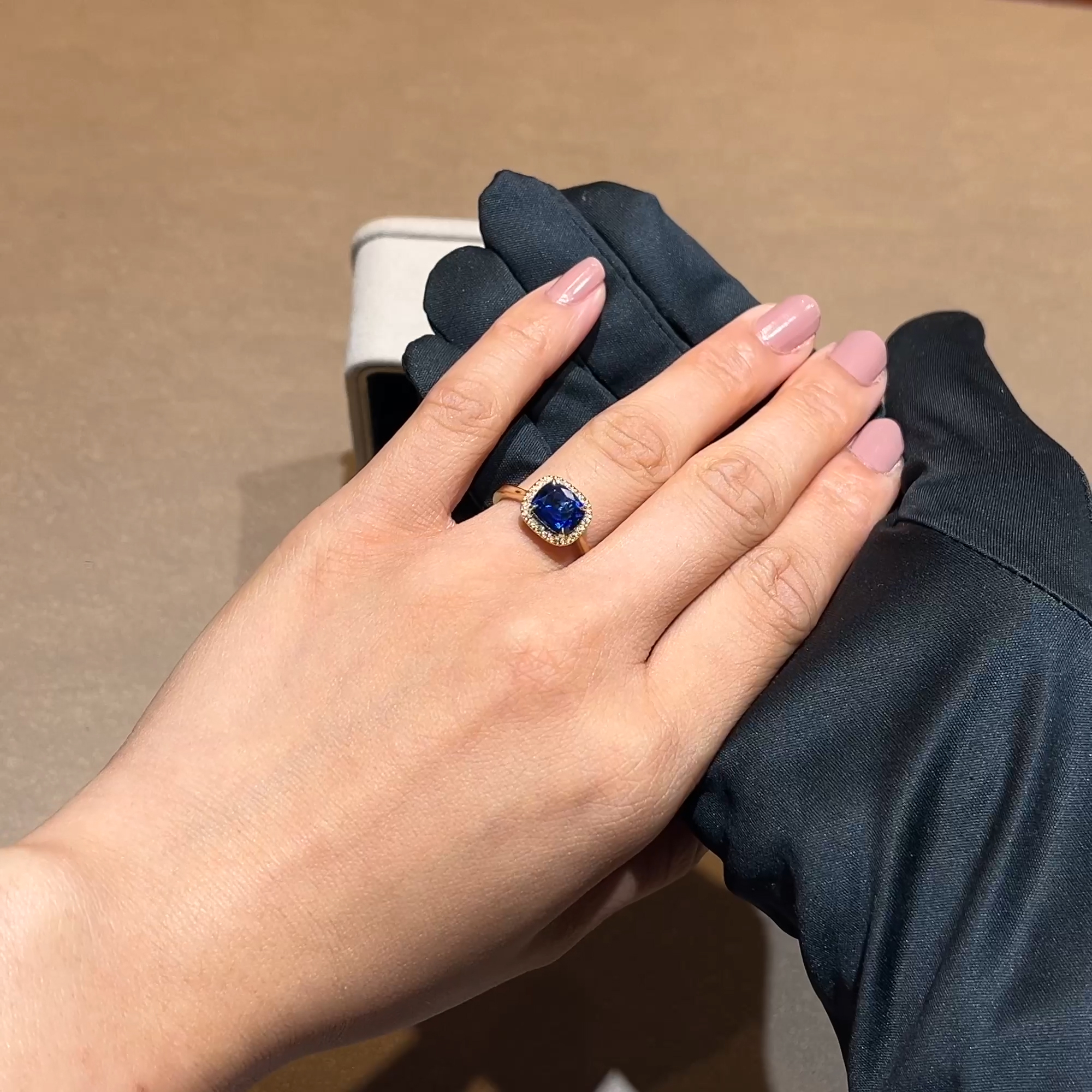 Cushion Cut 2.36ct Sri Lankan Sapphire and Diamond Ring in 18ct Yellow Gold