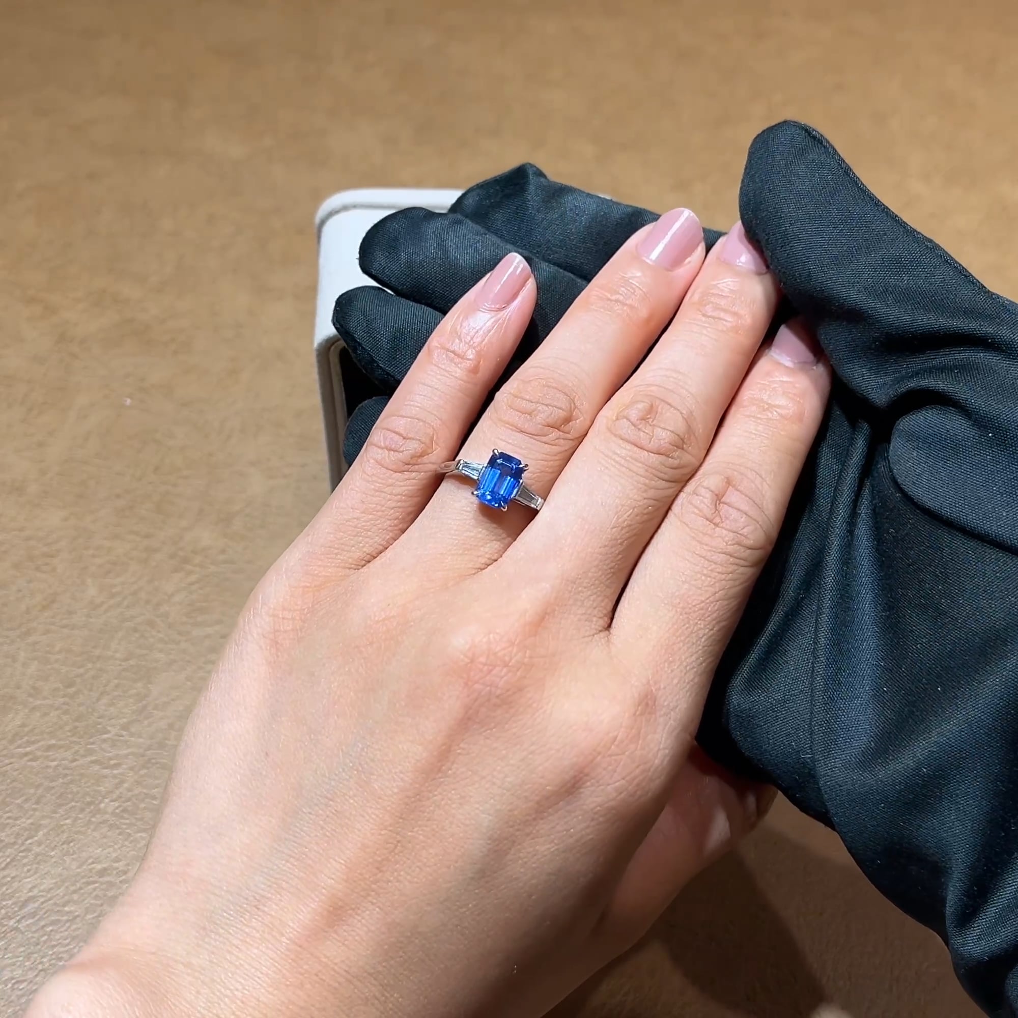 Regency Octagonal Cut 2.24ct Sri Lankan Sapphire and Diamond Ring in Platinum