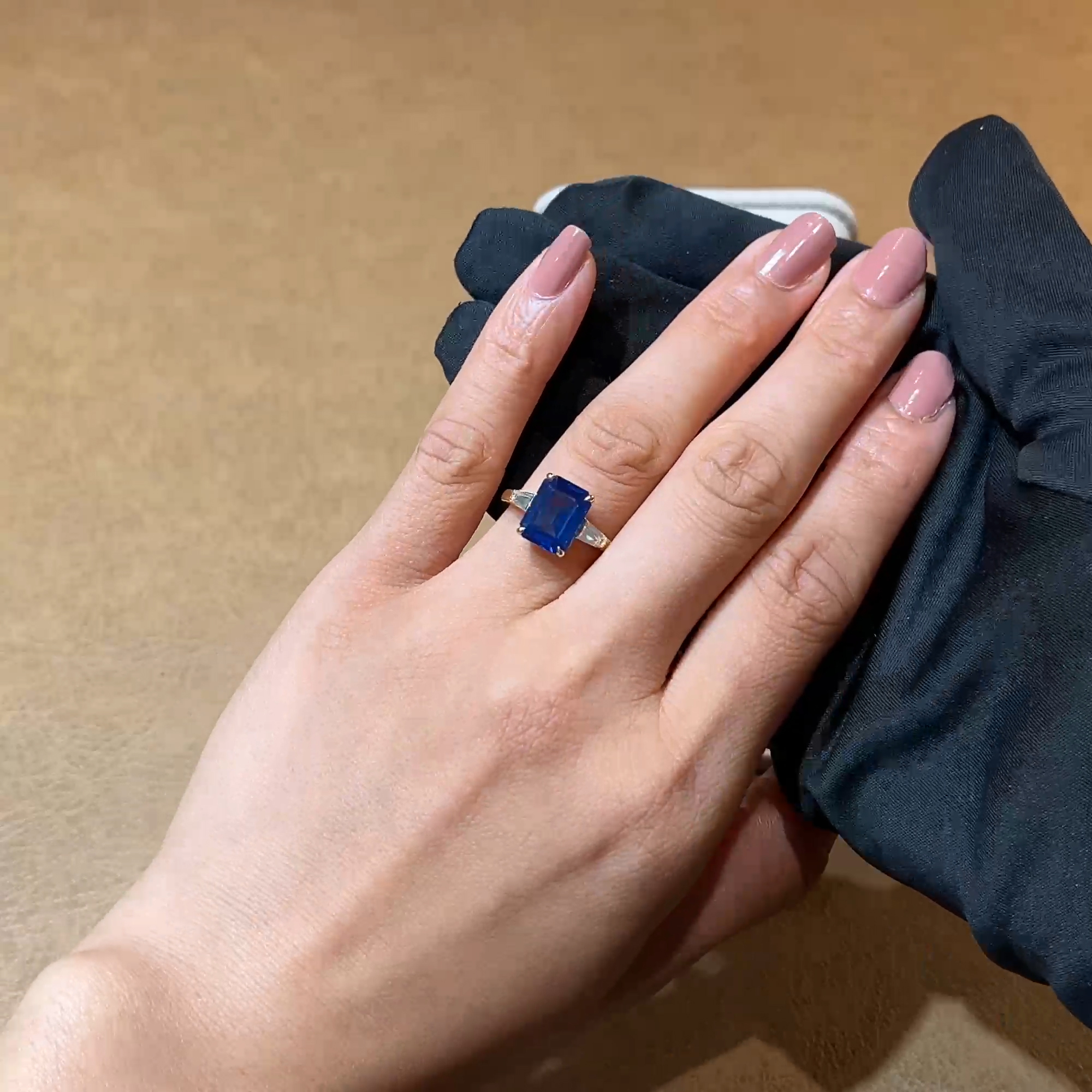 Regency Octagonal Cut 4.21ct Madagascan Sapphire and Diamond Ring in 18ct Yellow Gold and Platinum