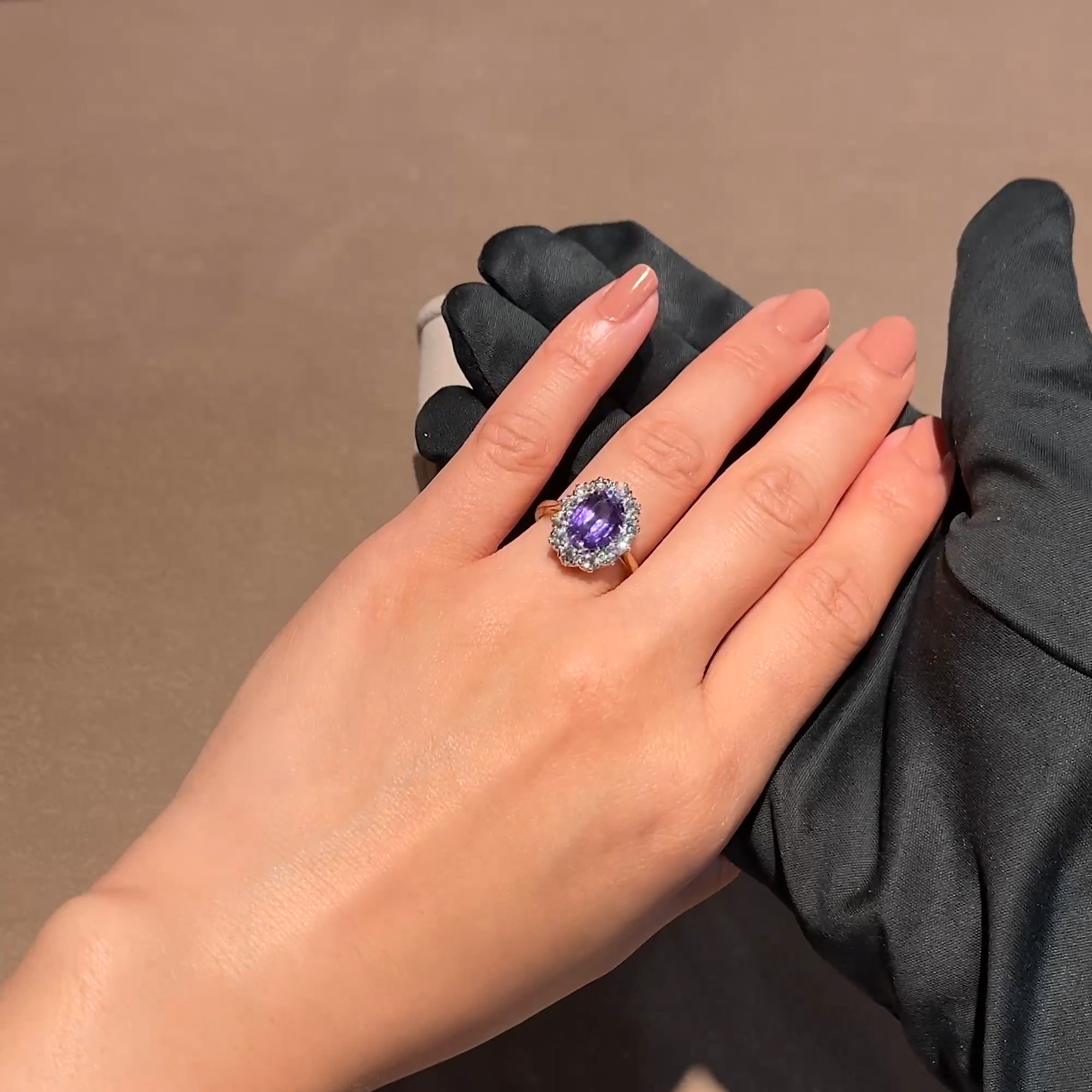 Oval Cut 4.22ct Madagascan Sapphire and Diamond Cluster Ring in 18ct Yellow Gold and Platinum