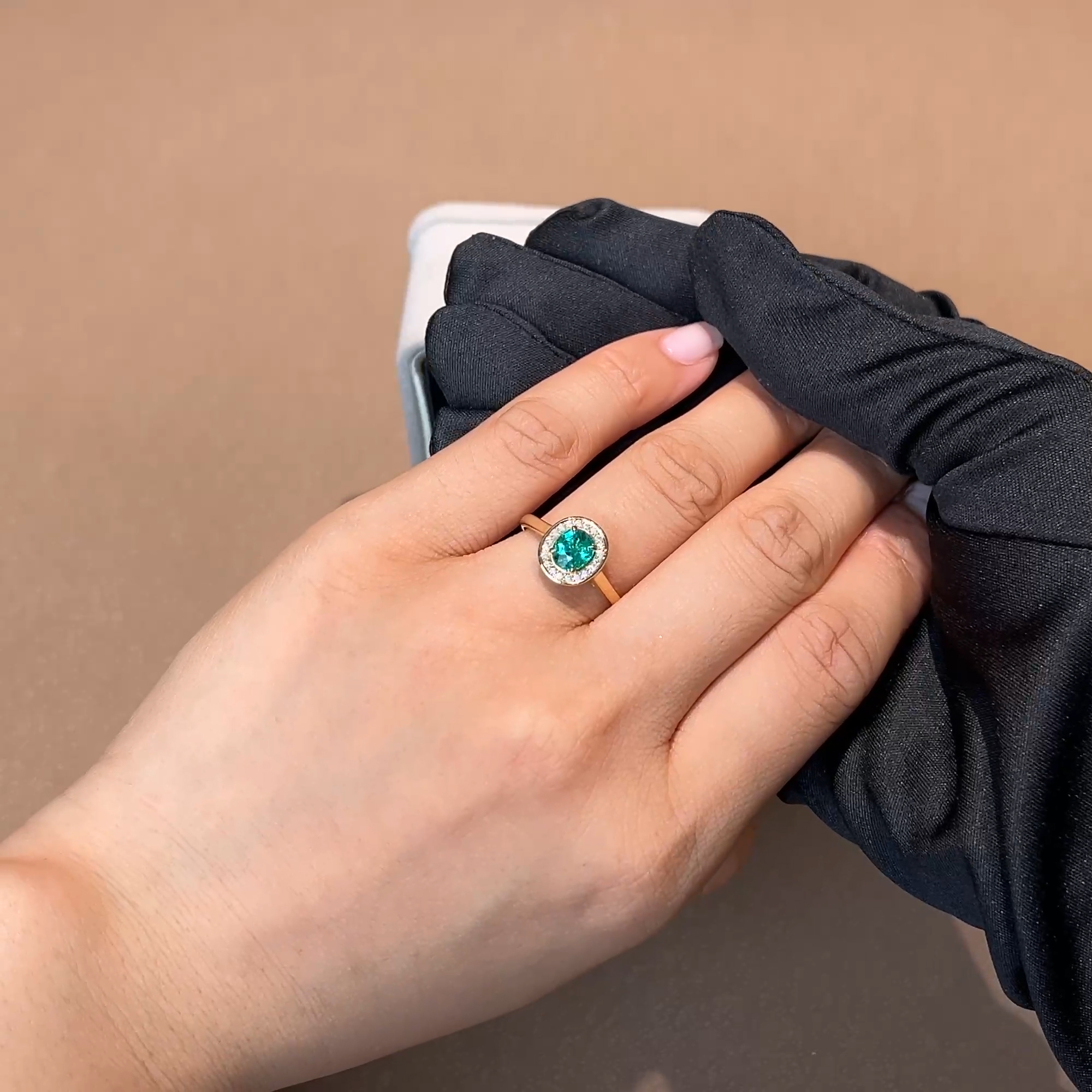 Classic 0.70ct Emerald and Diamond Cluster Ring in 18ct Yellow Gold