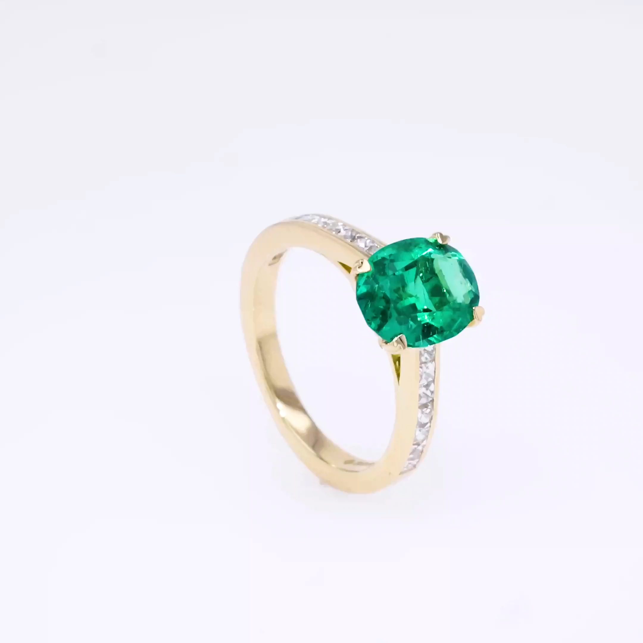 Gatsby 2.33ct Emerald and Diamond Solitaire Ring in 18ct Yellow Gold
