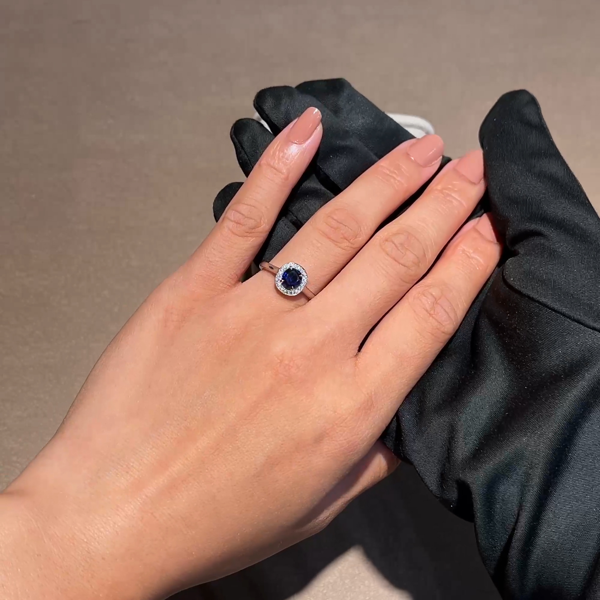 Oval Cut 1.12ct Sapphire and Diamond Cluster Ring  in Platinum