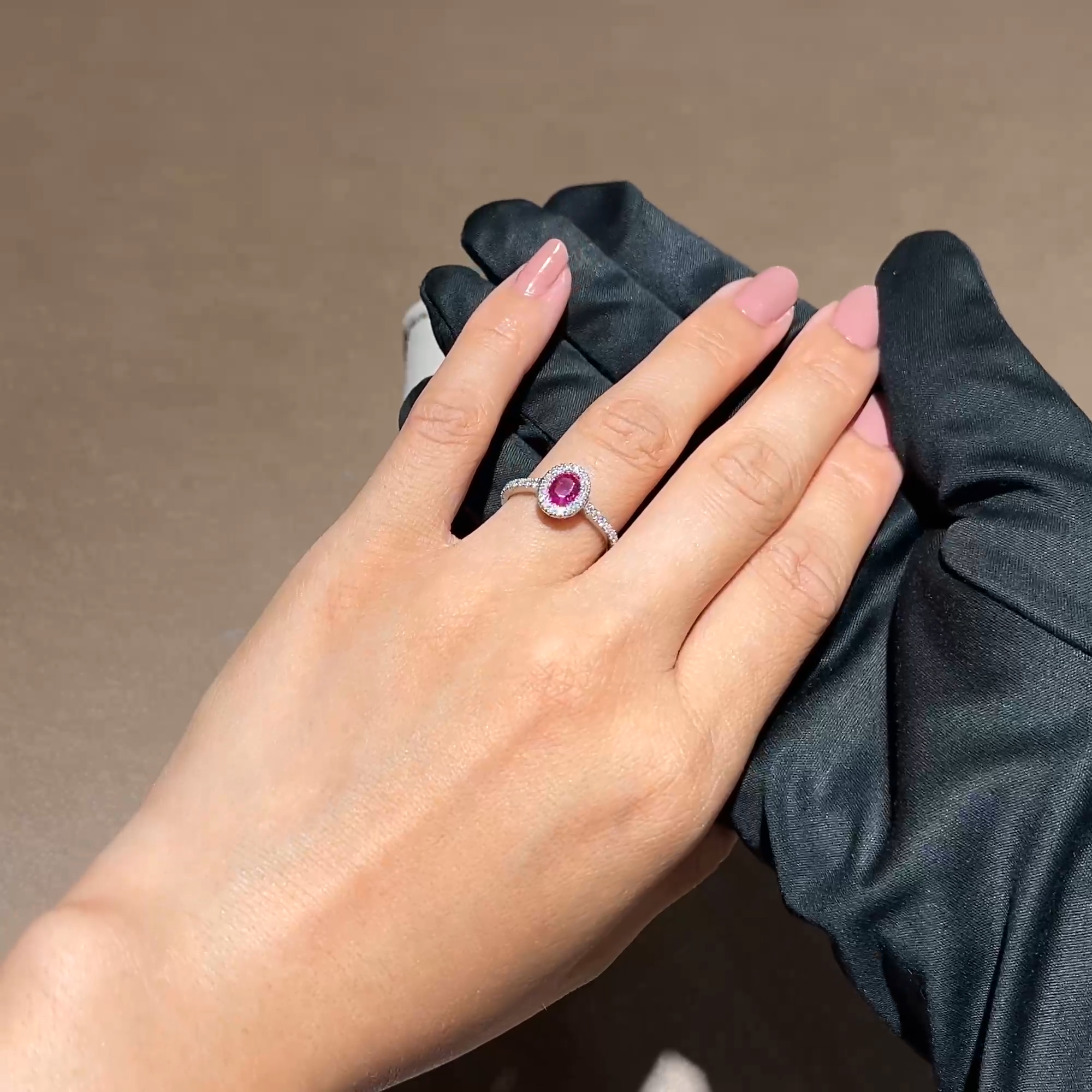 Oval Cut 0.80ct Ruby and Diamond Ring in Platinum