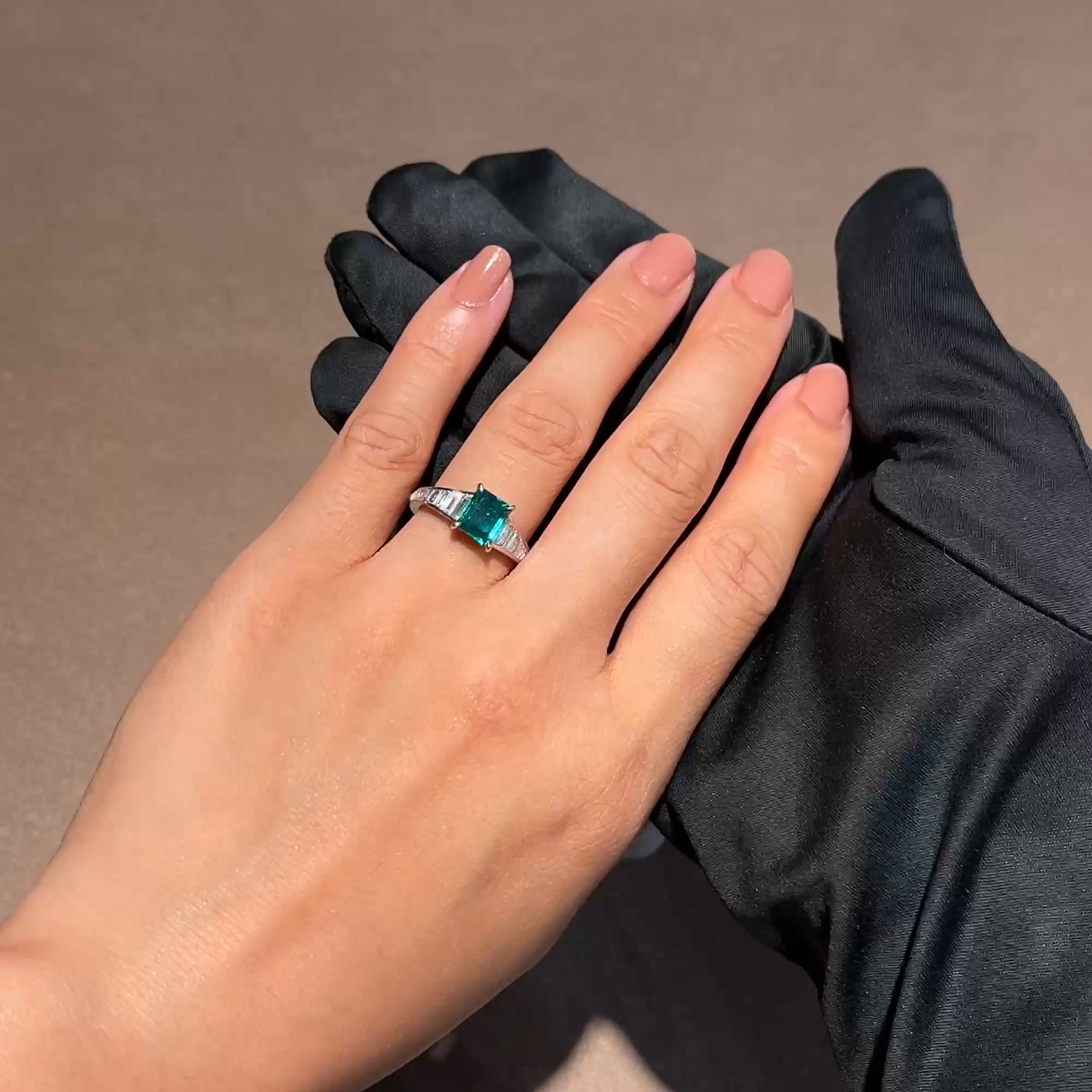 Octagonal Cut 1.40ct Colombian Emerald and Diamond Ring in Platinum and 18ct Yellow Gold