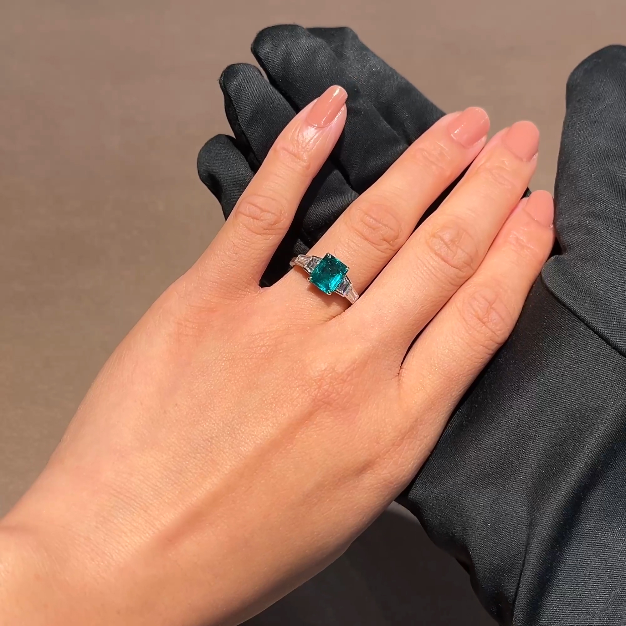 Octagonal Cut 1.66ct Colombian Emerald and Diamond Ring in Platinum and 18ct Yellow Gold