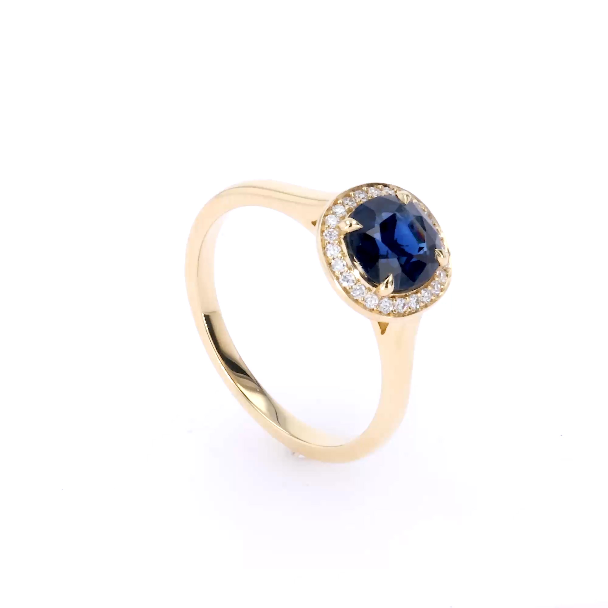 Cushion Cut 1.48ct Sapphire and Diamond Cluster Ring in 18ct Yellow Gold